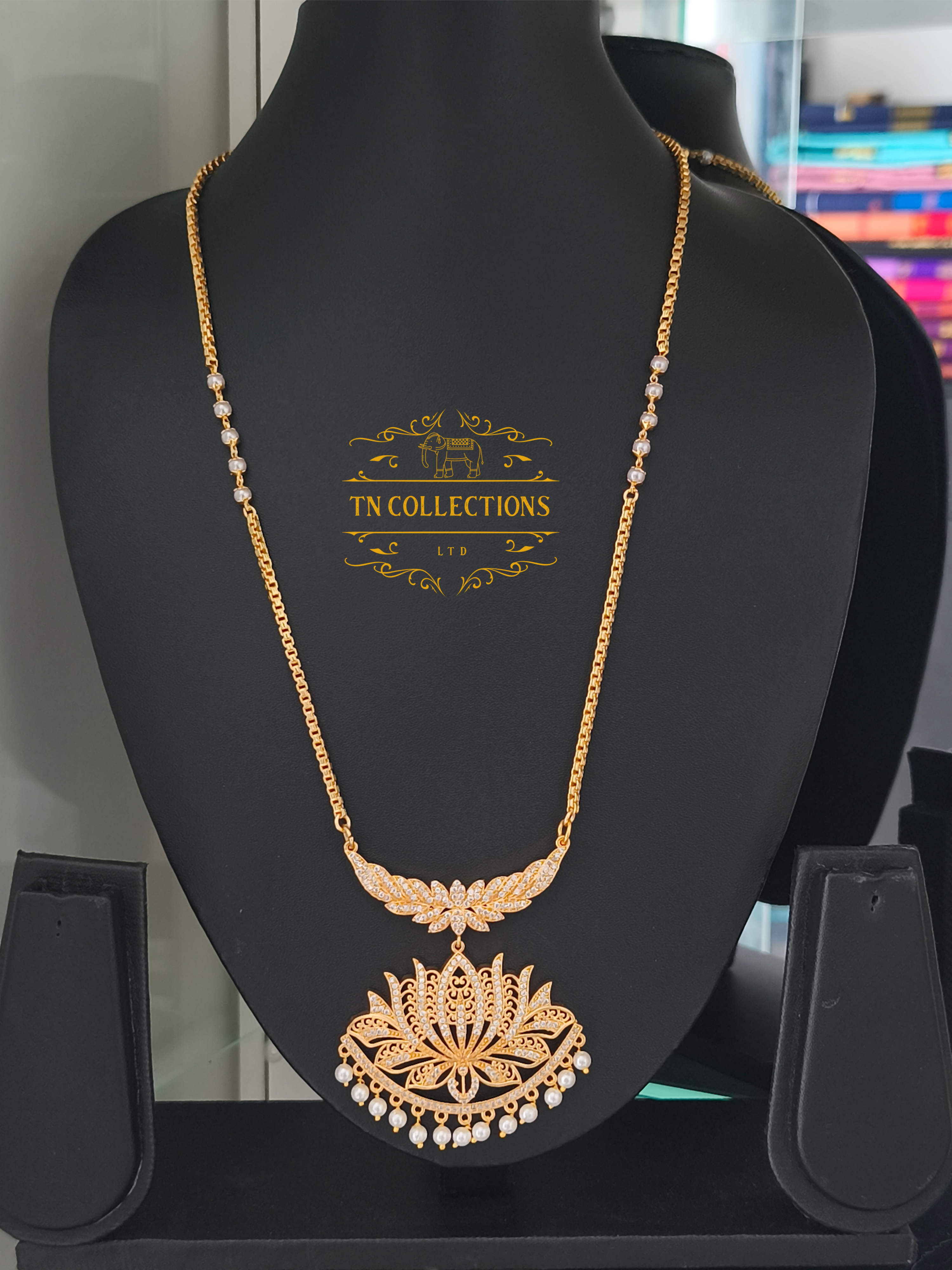 Micro Gold-Plated Lotus Pathakkam with Pearl chain – TN Collections