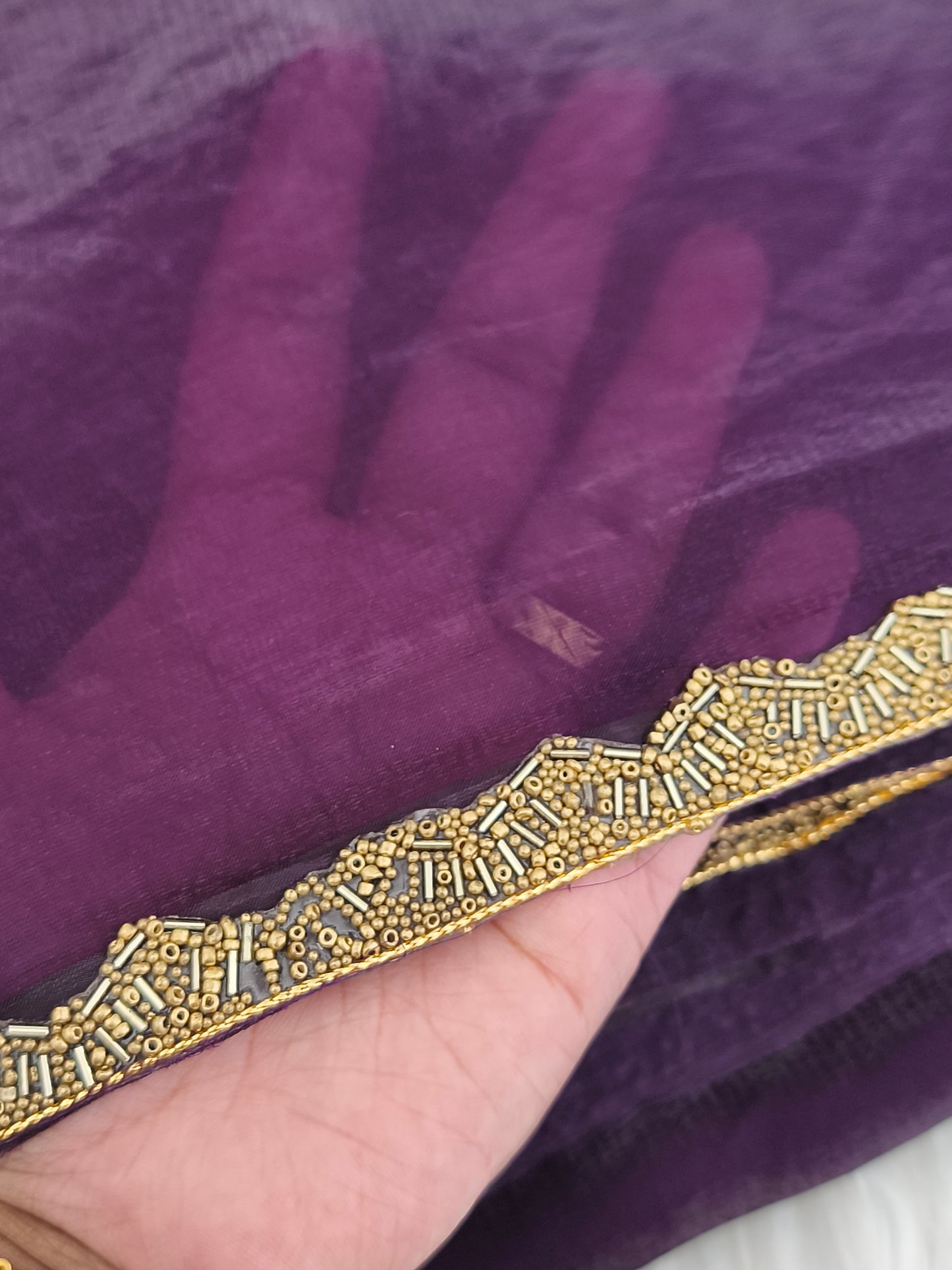 Dark Purple Soft Fendy Chiffon Party Saree