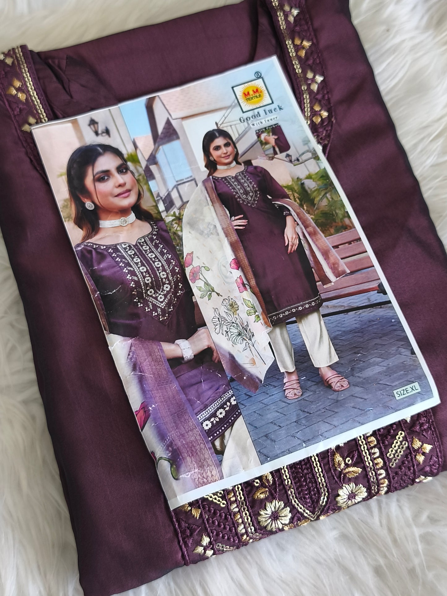 Stylish 3 Piece Embroidered Side Open Shalwar Suit with Floral Dupatta- (M/L/XL)