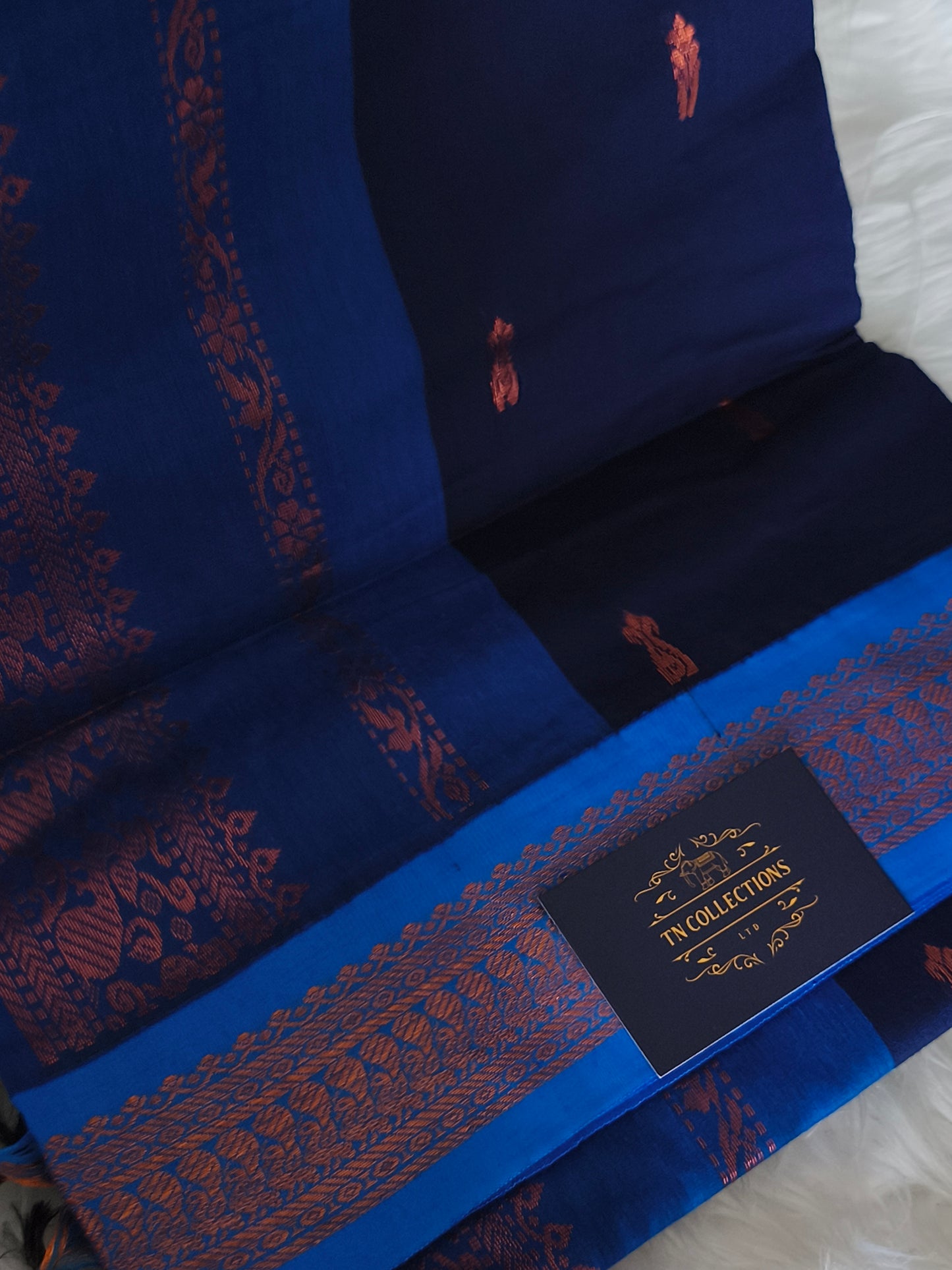 Navy blue with Royal blue Kalyani cotton Pattu Saree