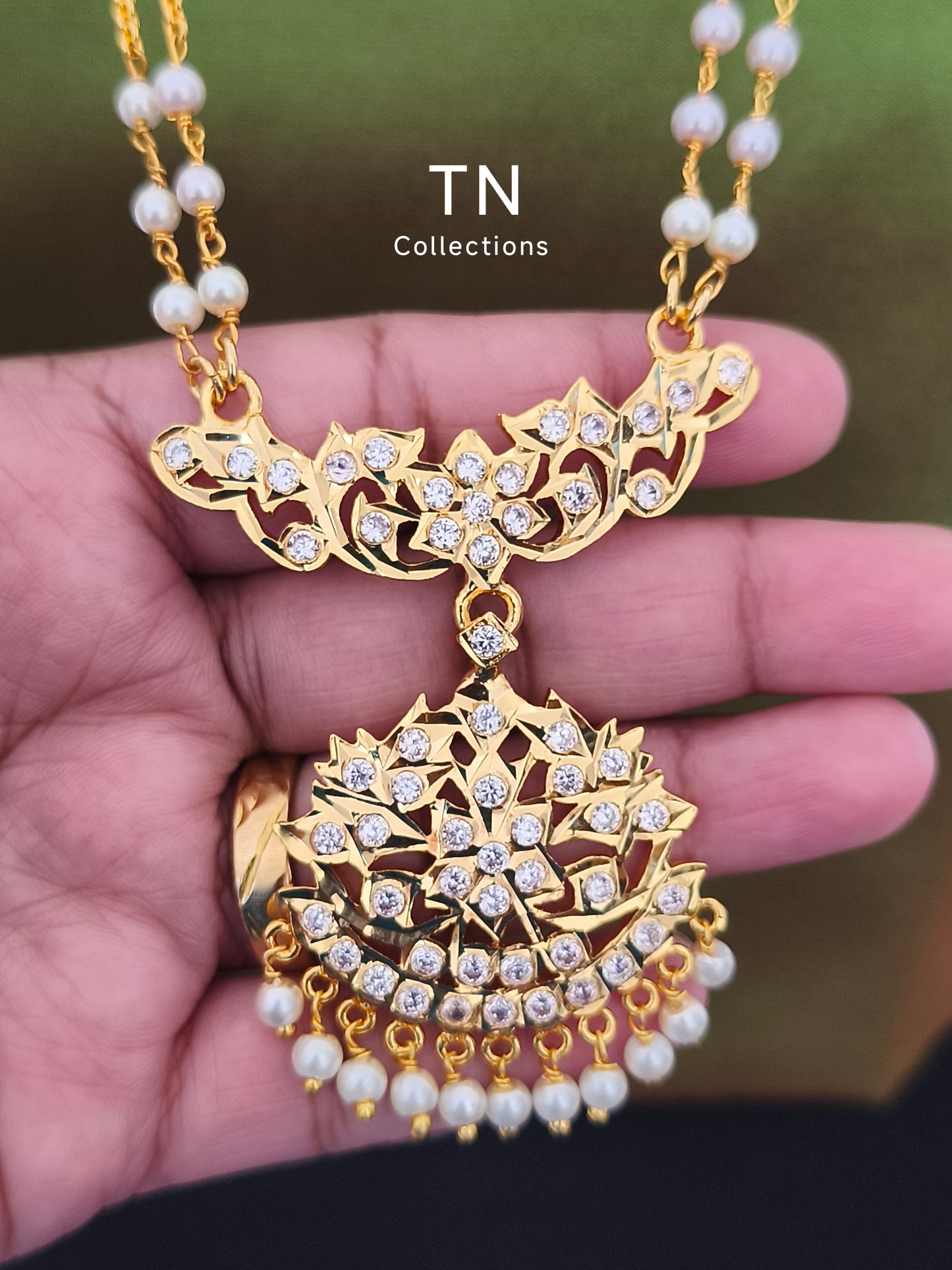 Traditional Impon Pathakkam with pearl chain