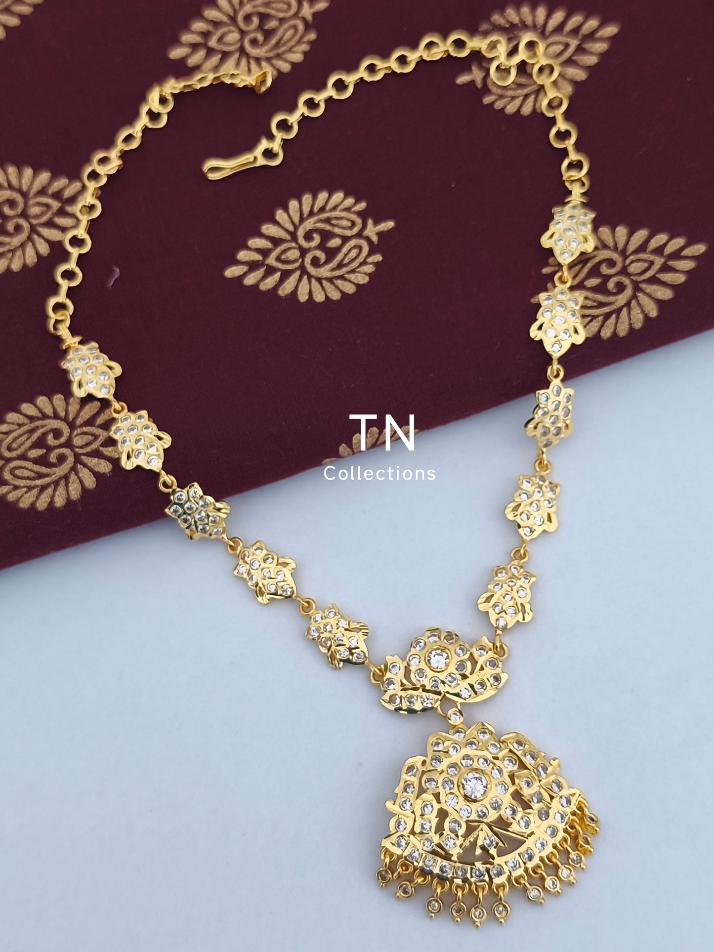 Micro Finish Full white stone Attiyal with earrings