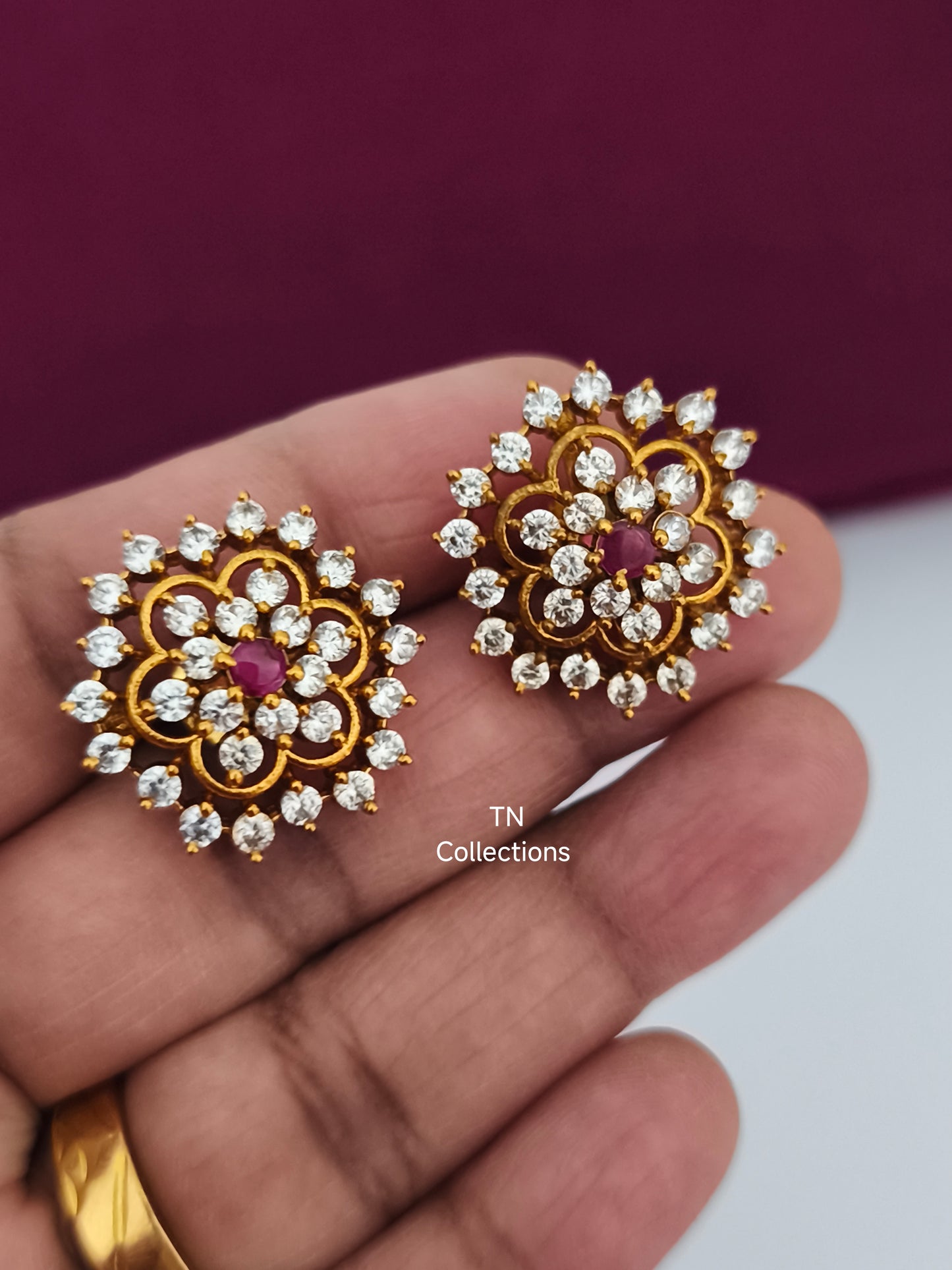 Antique Polish Kundan stone Earring Stud