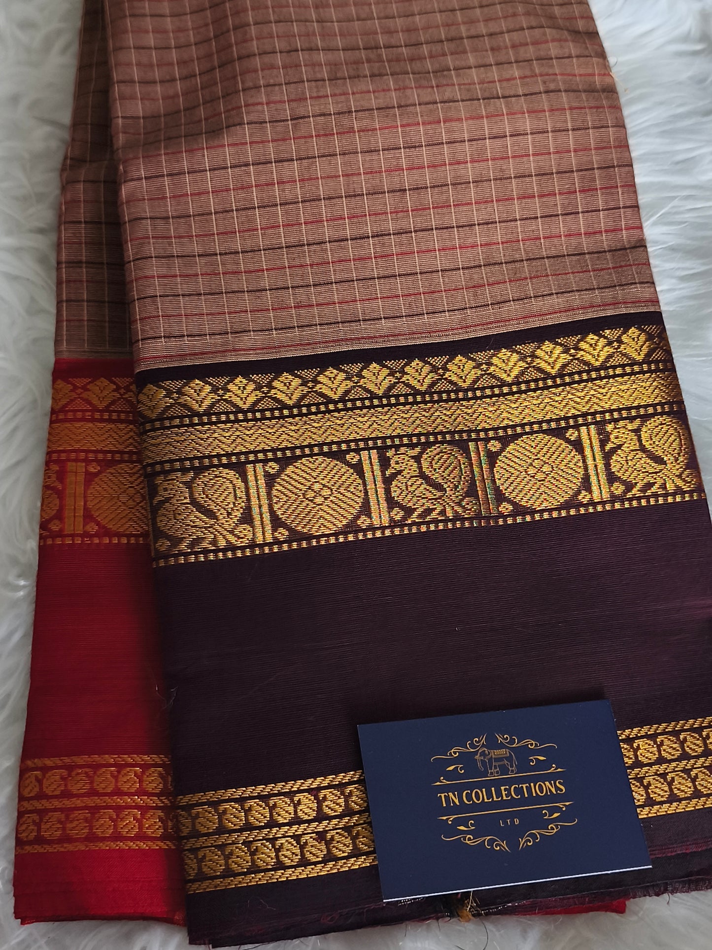 Pure Handloom kanchi cotton Kattam Saree