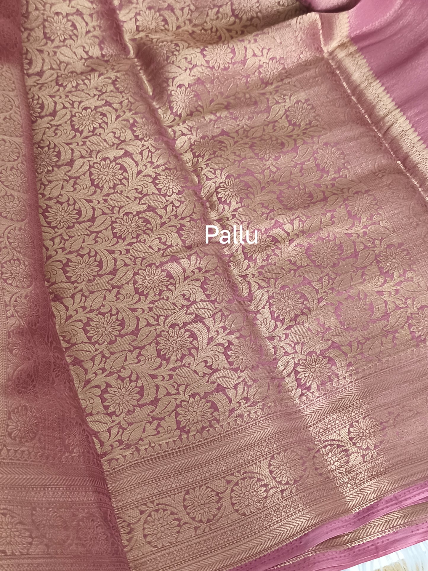 Dusky Pink colour Chiffon Georgette Party Saree