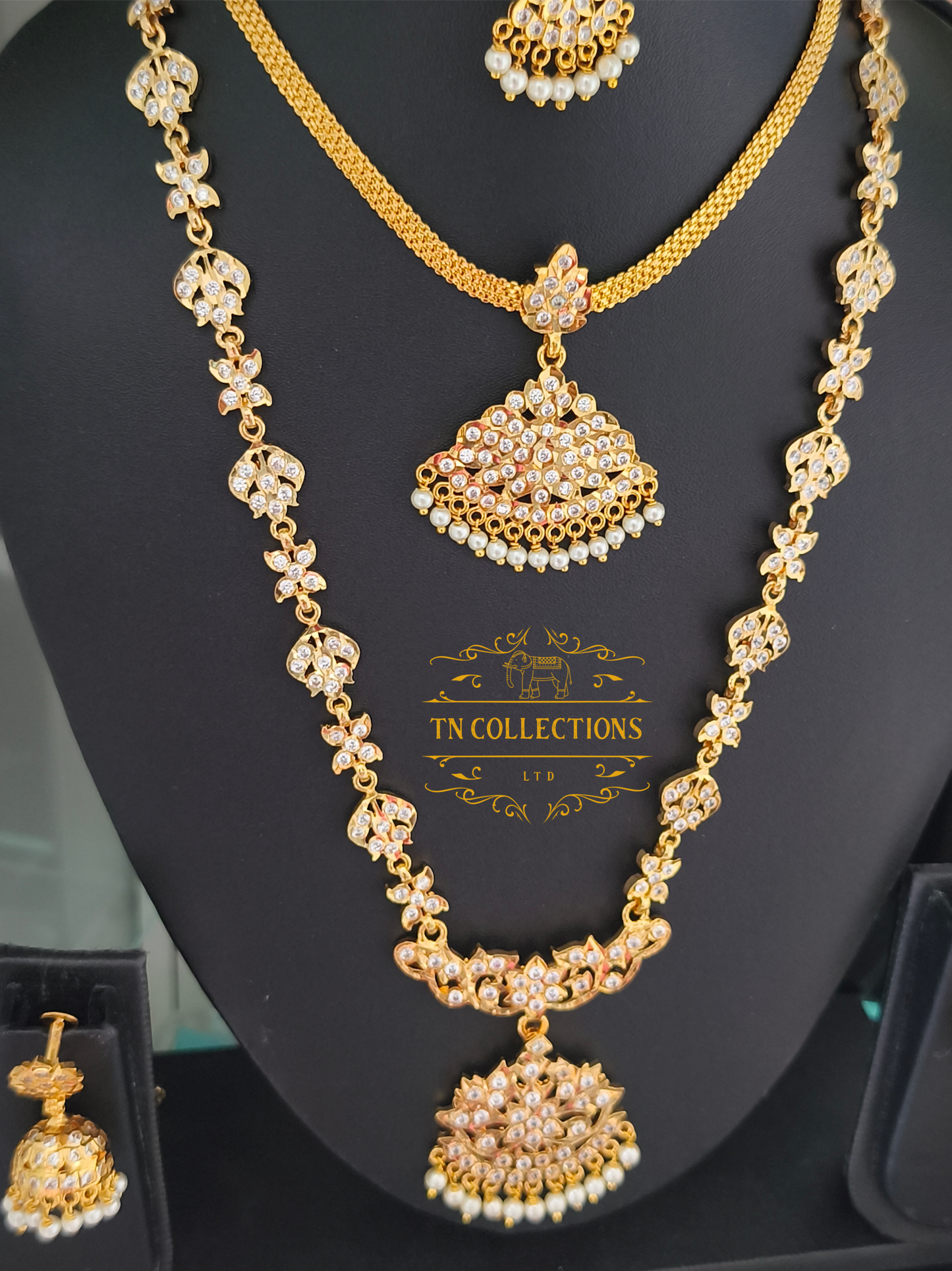 Micro Gold-Plated Traditional Semi Bridal Set (Full white stones)
