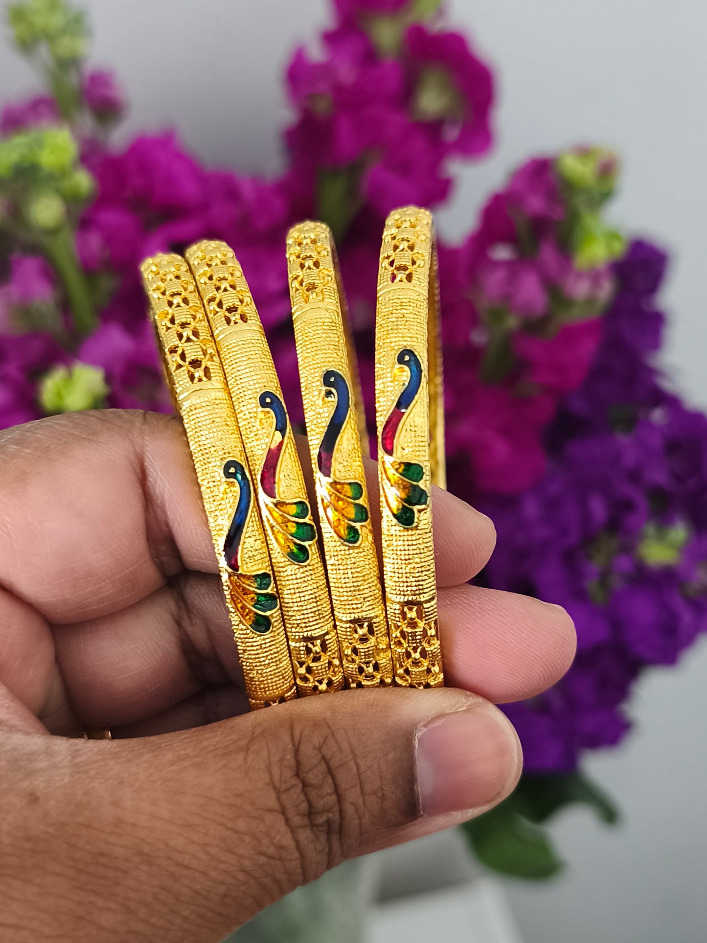 One gram gold plated Peacock Bangles