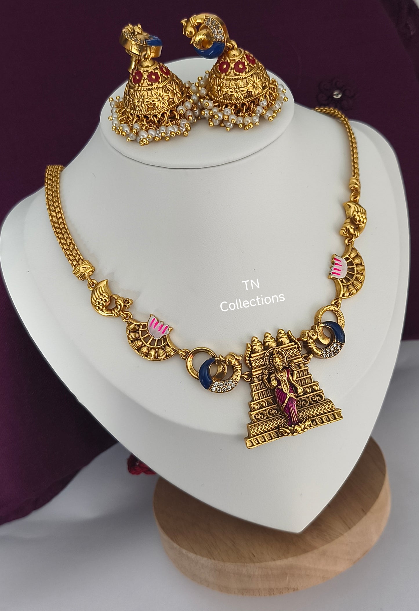 Antique Polish Traditional Meenakshi Necklace Set