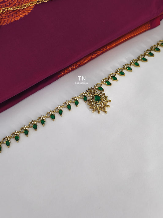 Antique Matte Finish Simple Hip chain (Green)