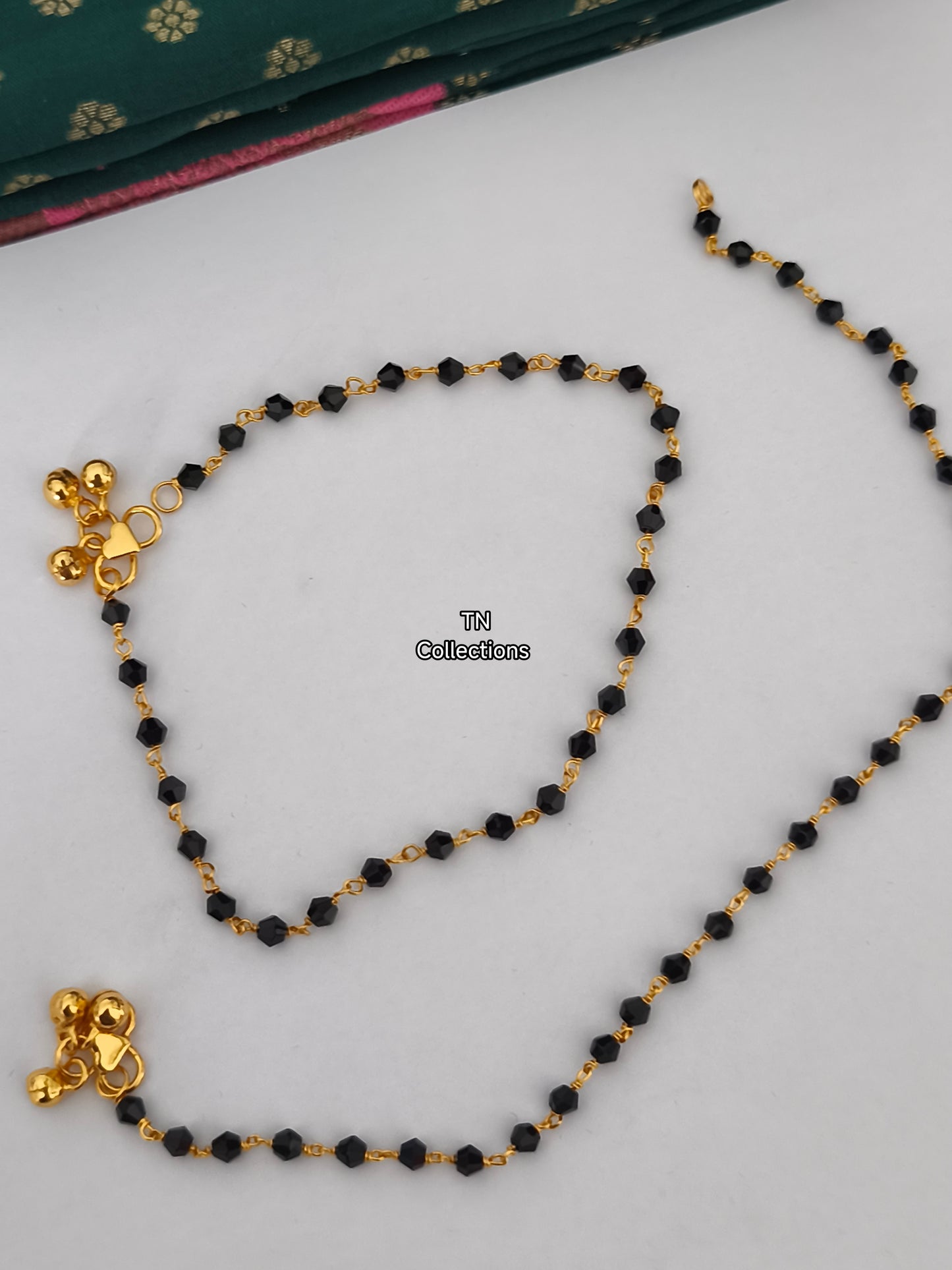 Black Beaded Anklets