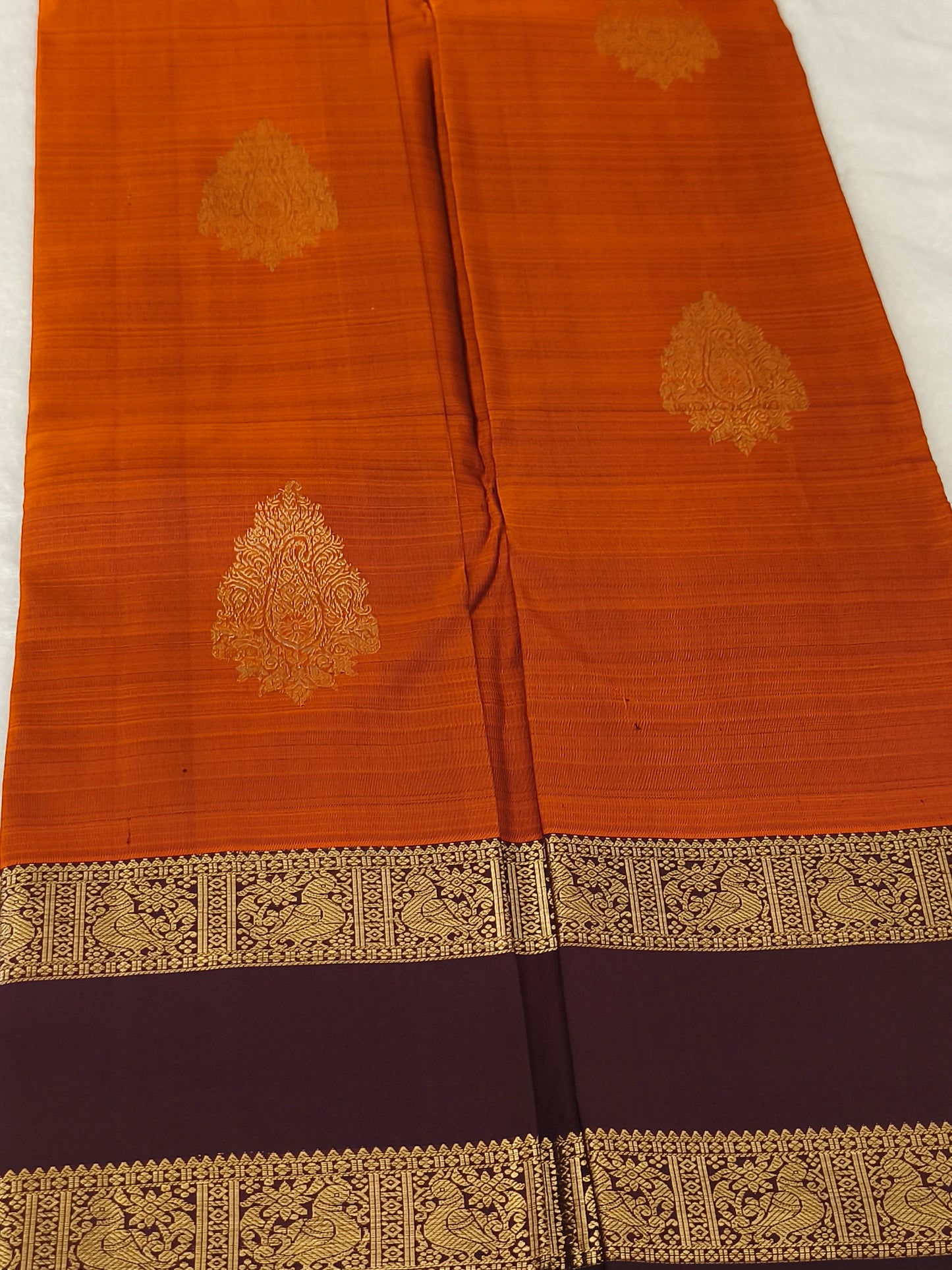 Trendy Pure Kanchipuram Silk Saree (Vintage Rusty Orange)