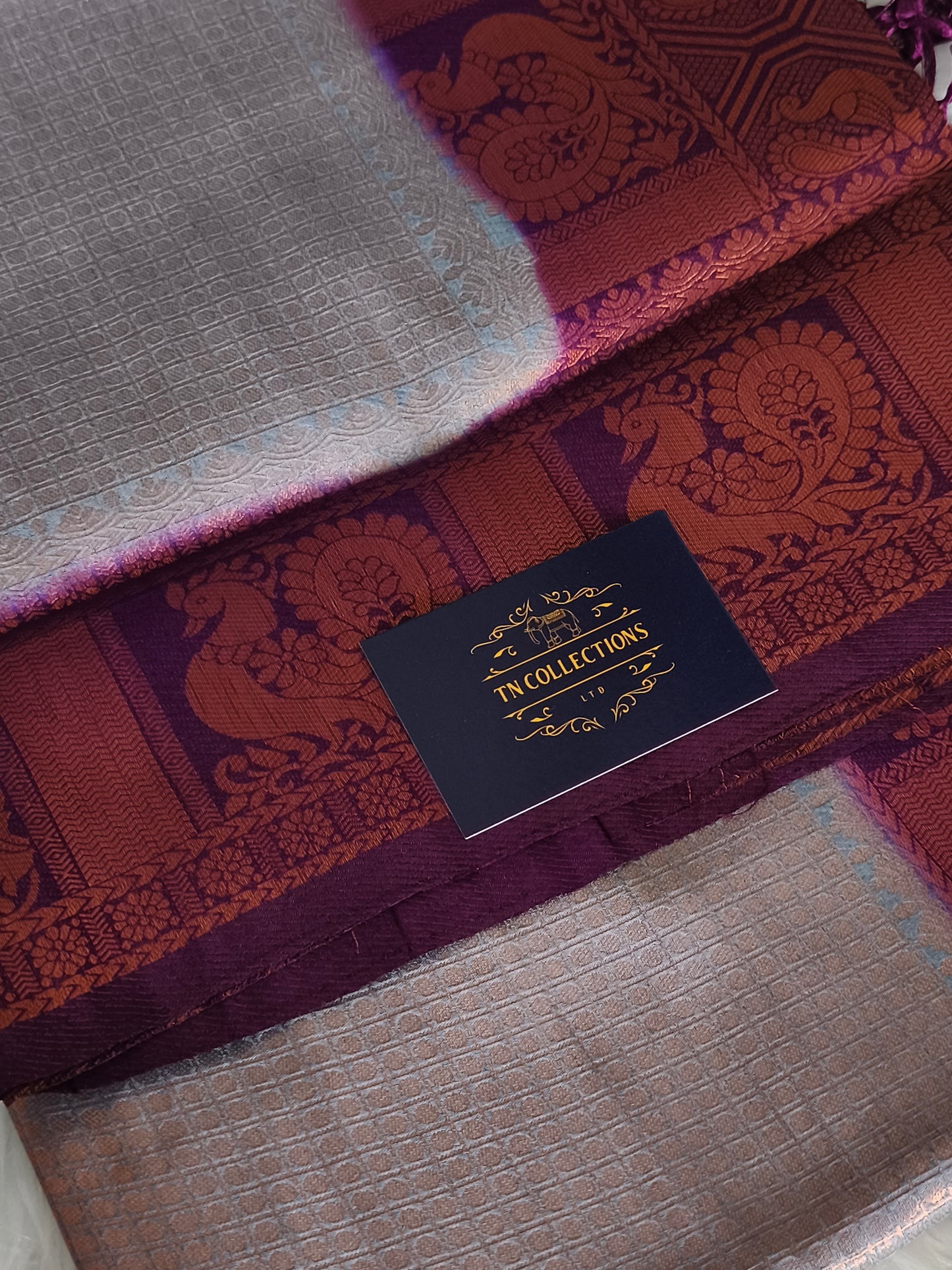 Soft Kubera pattu saree Grey