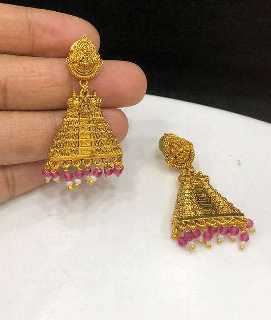 Antique Polish Brass metal kopuram Earrings