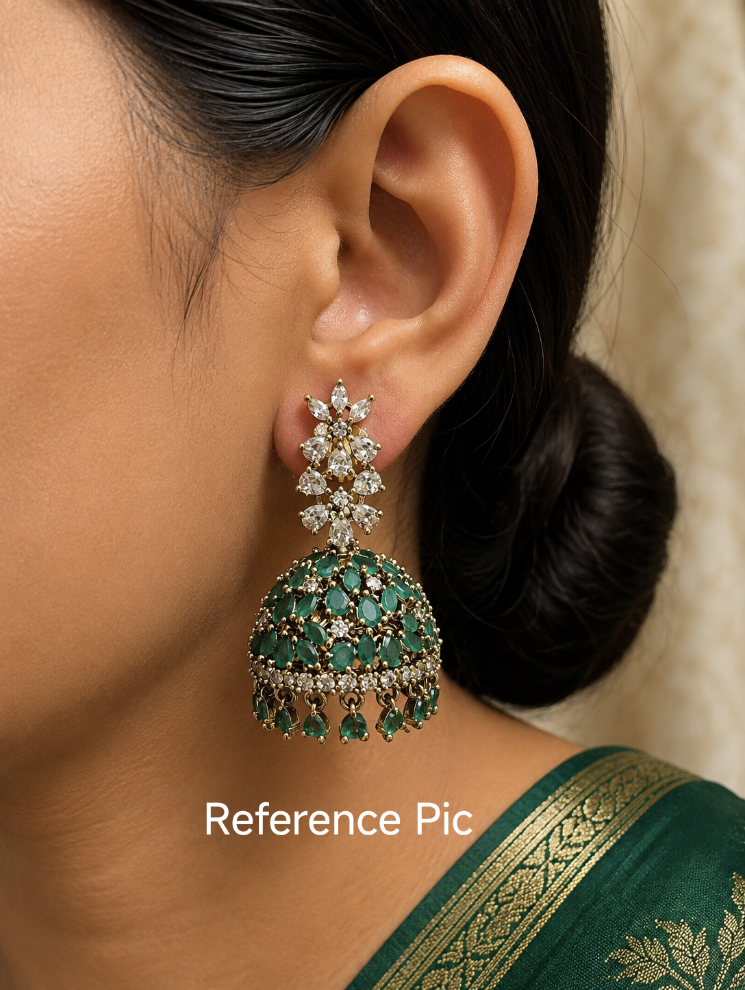 Antique Polish AD Jumka (Emerald Green & White )