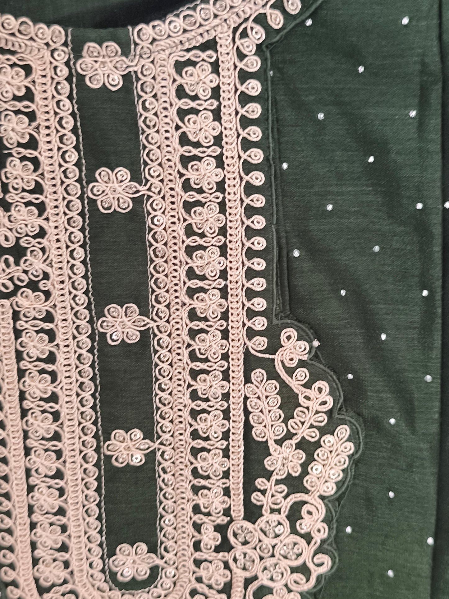 Grand Partywear 3pcs Anarkali Suit ( Dark Green)- Size L,XL