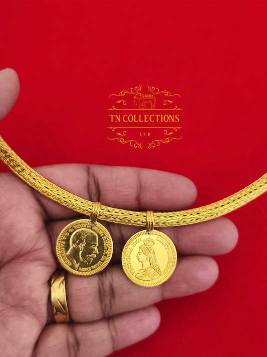 22ct Gold Plated Traditional Hindu Thalikodi with Coins (15- 19 Pawn thickness)