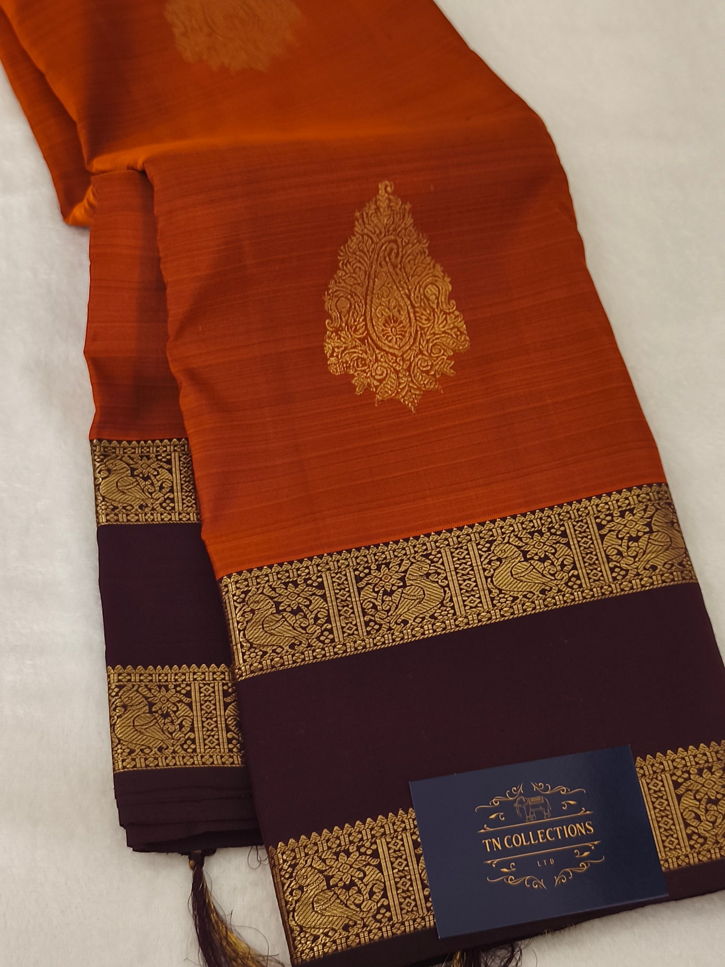 Trendy Pure Kanchipuram Silk Saree (Vintage Rusty Orange)