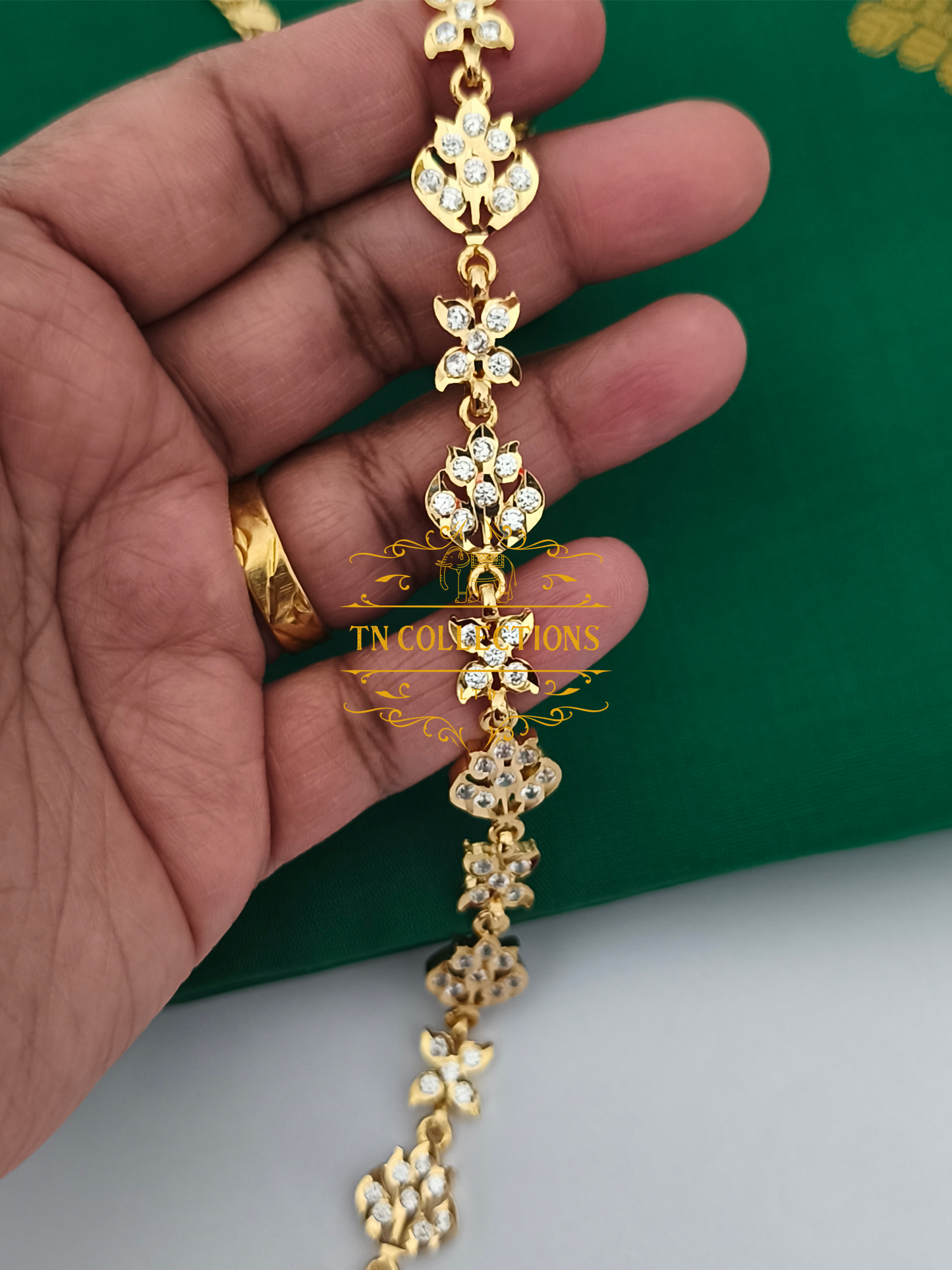 Micro Gold-Plated Trendy Hip chain (Full white stones)