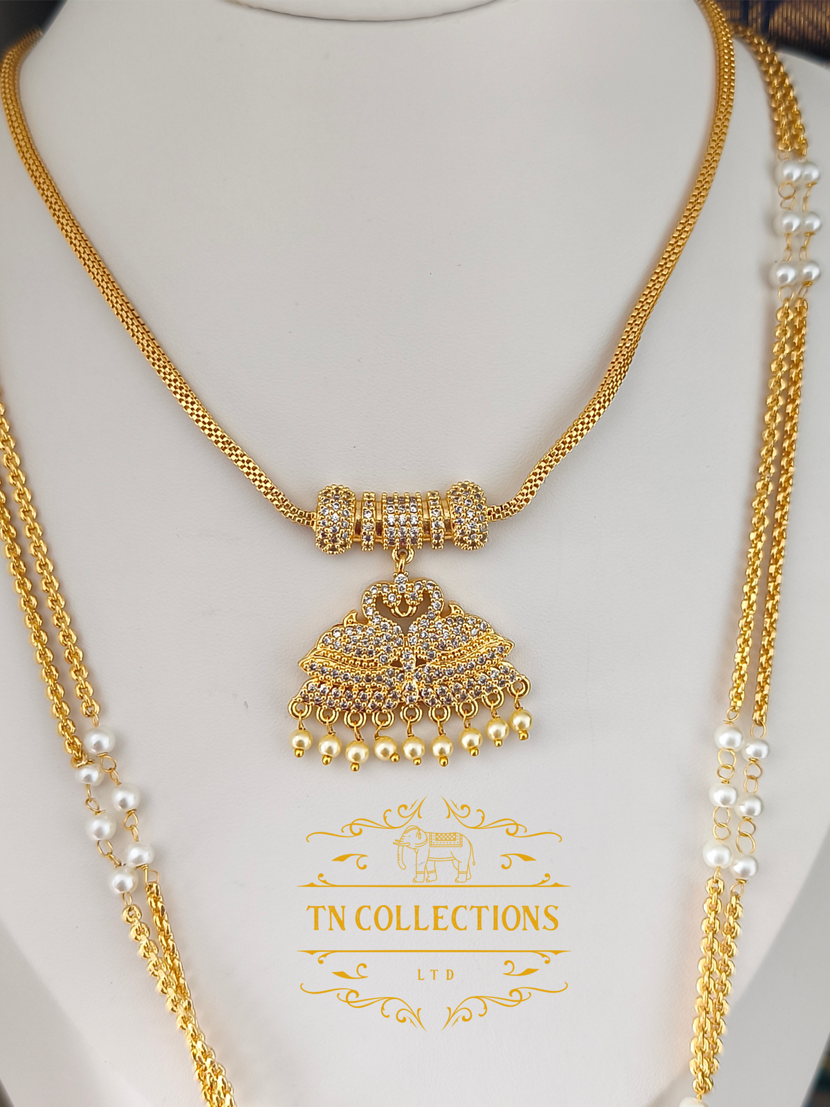 Micro gold plated Traditional Attiyal Pathakkam Set (Full White Stones)