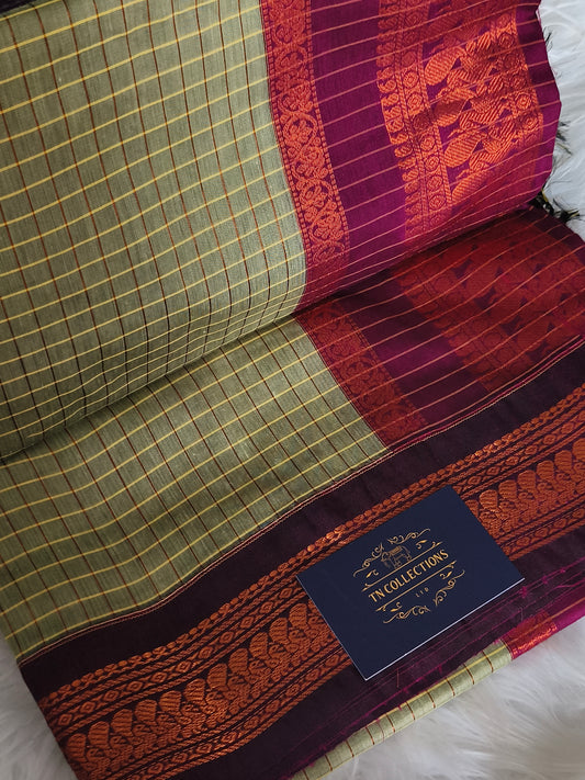 Checked Design Kalyani cotton Pattu Saree