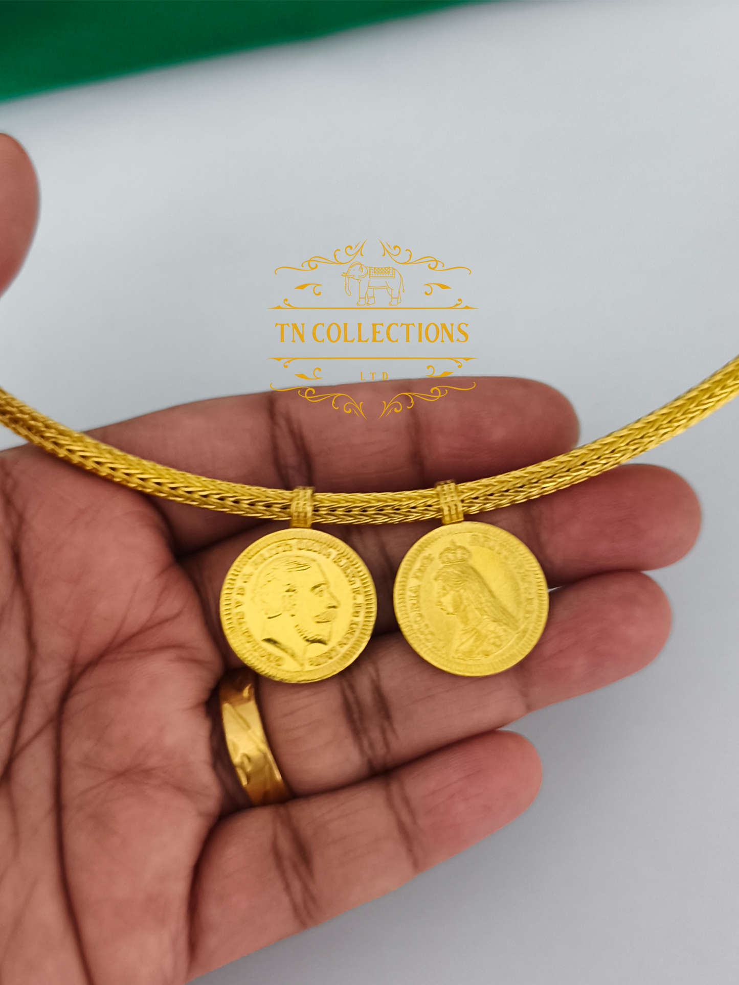 22ct Gold Plated Traditional Hindu Thalikodi with Coins (9-11 Pawn thickness)
