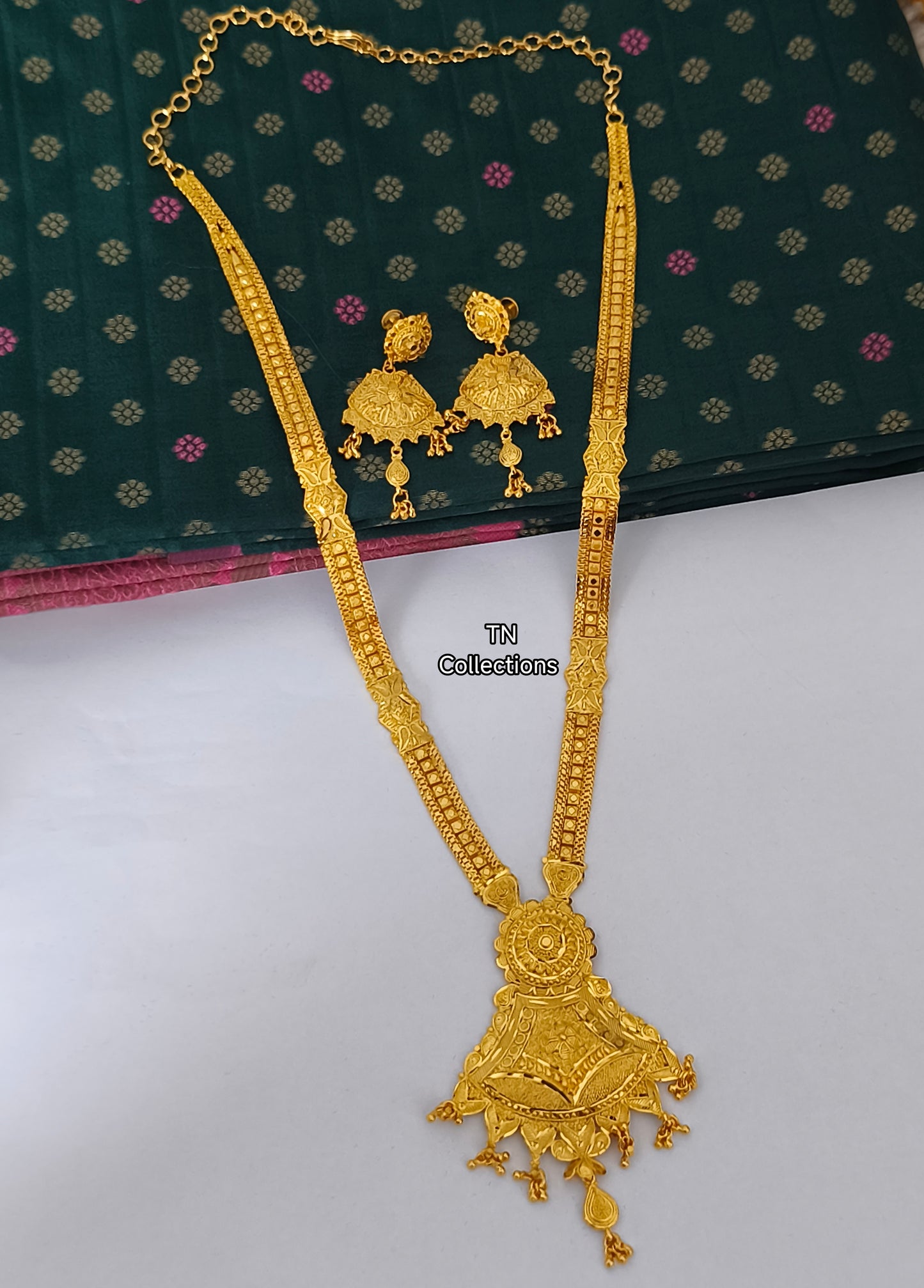 One gram gold forming Long Haaram Set