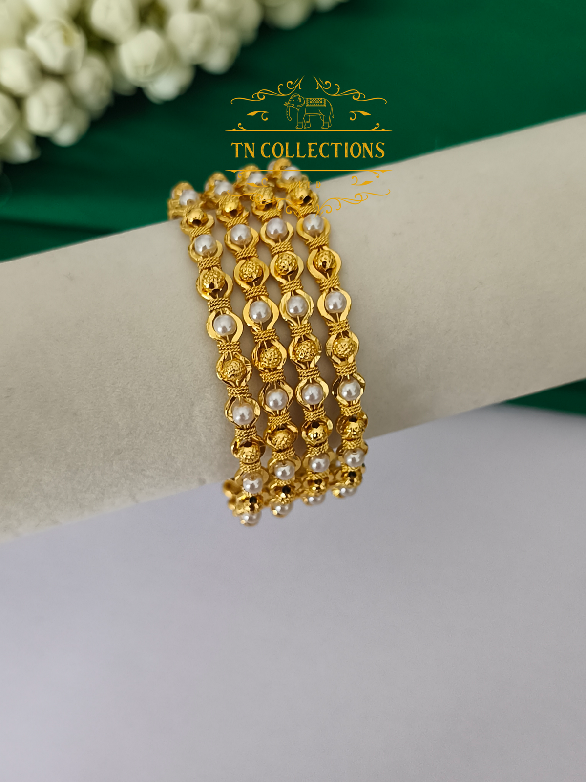 One gram gold forming Pearl Bangles  Set