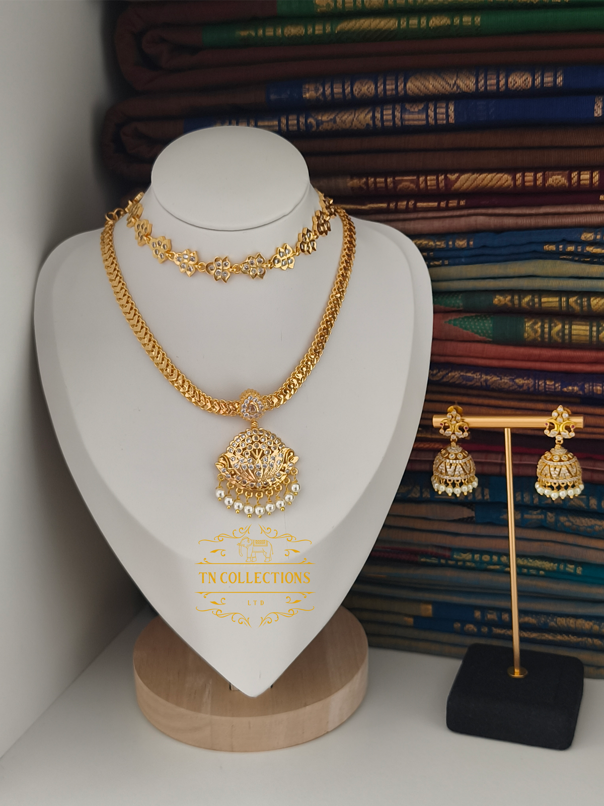 Micro Gold Finish Statement Necklace Set