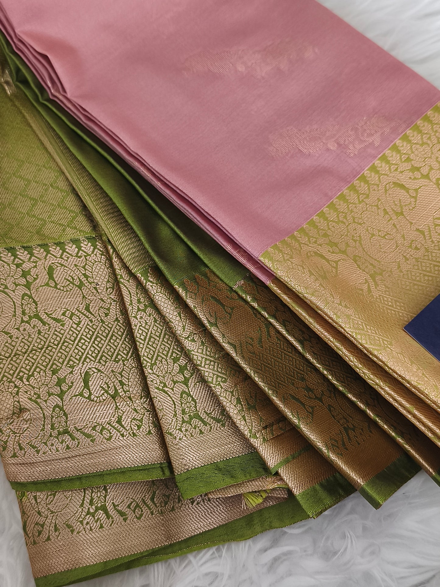 Dusty Pink Kanjivaram Semi Silk Saree