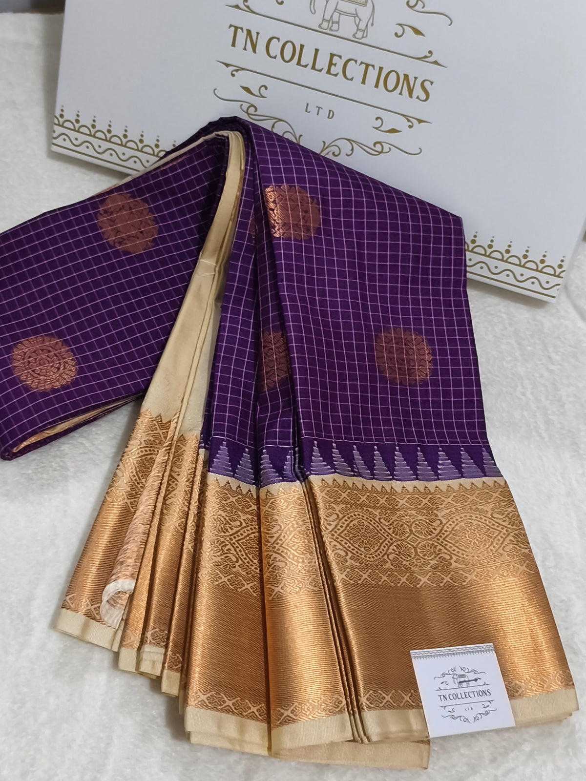 Checked Kanchi Semi Silk Saree