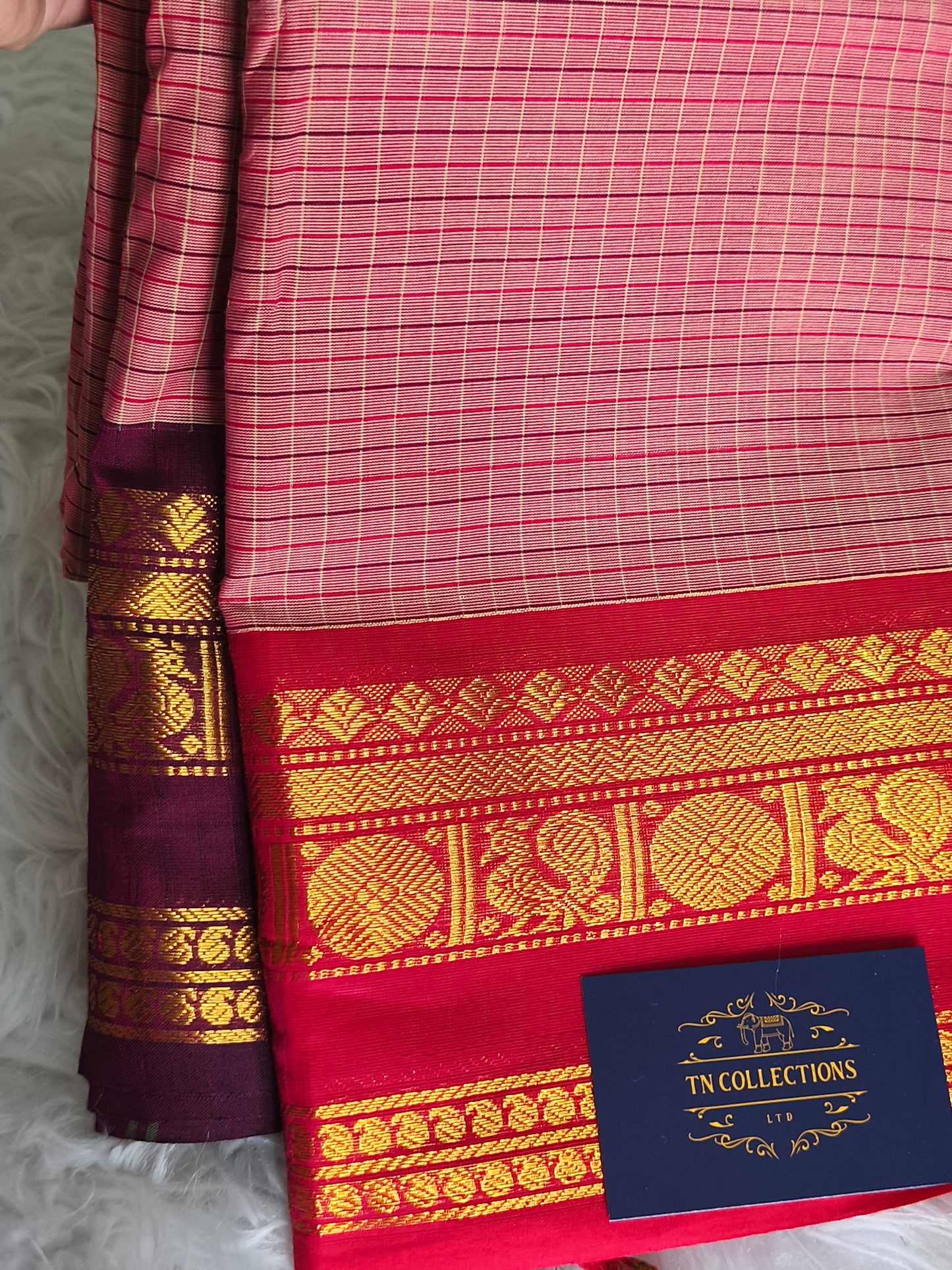 Pure Handloom kanchi cotton Kattam Saree