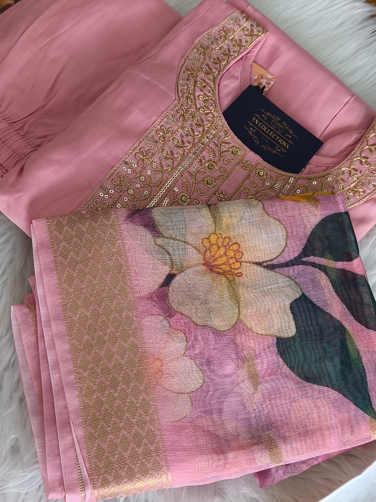 Readymade 3pcs Anarkali Type Shalwar (Baby Pink)