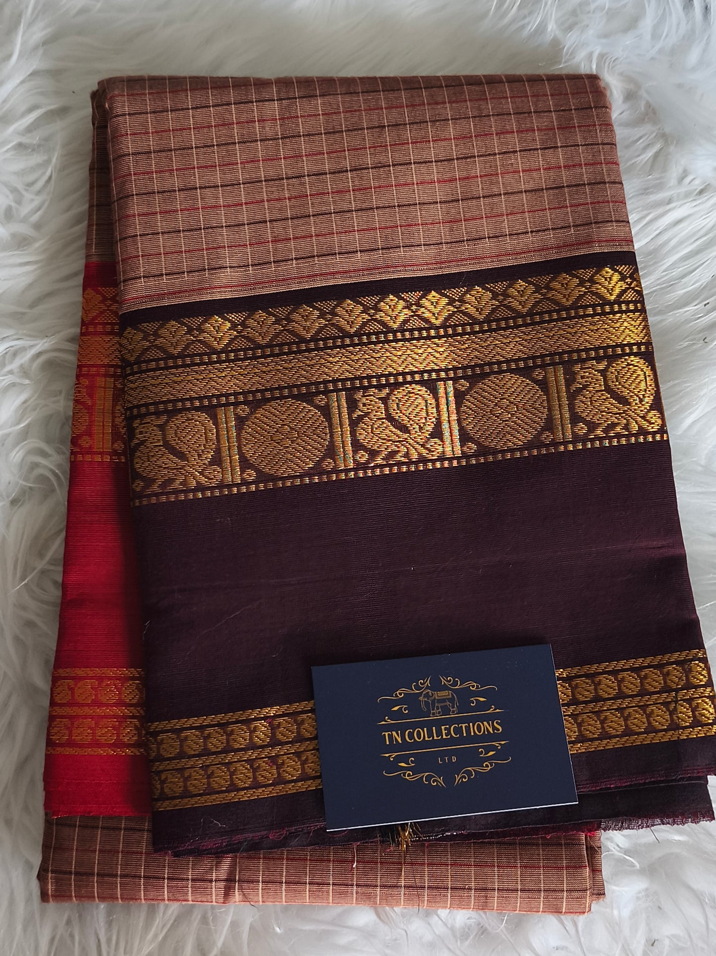 Pure Handloom kanchi cotton Kattam Saree