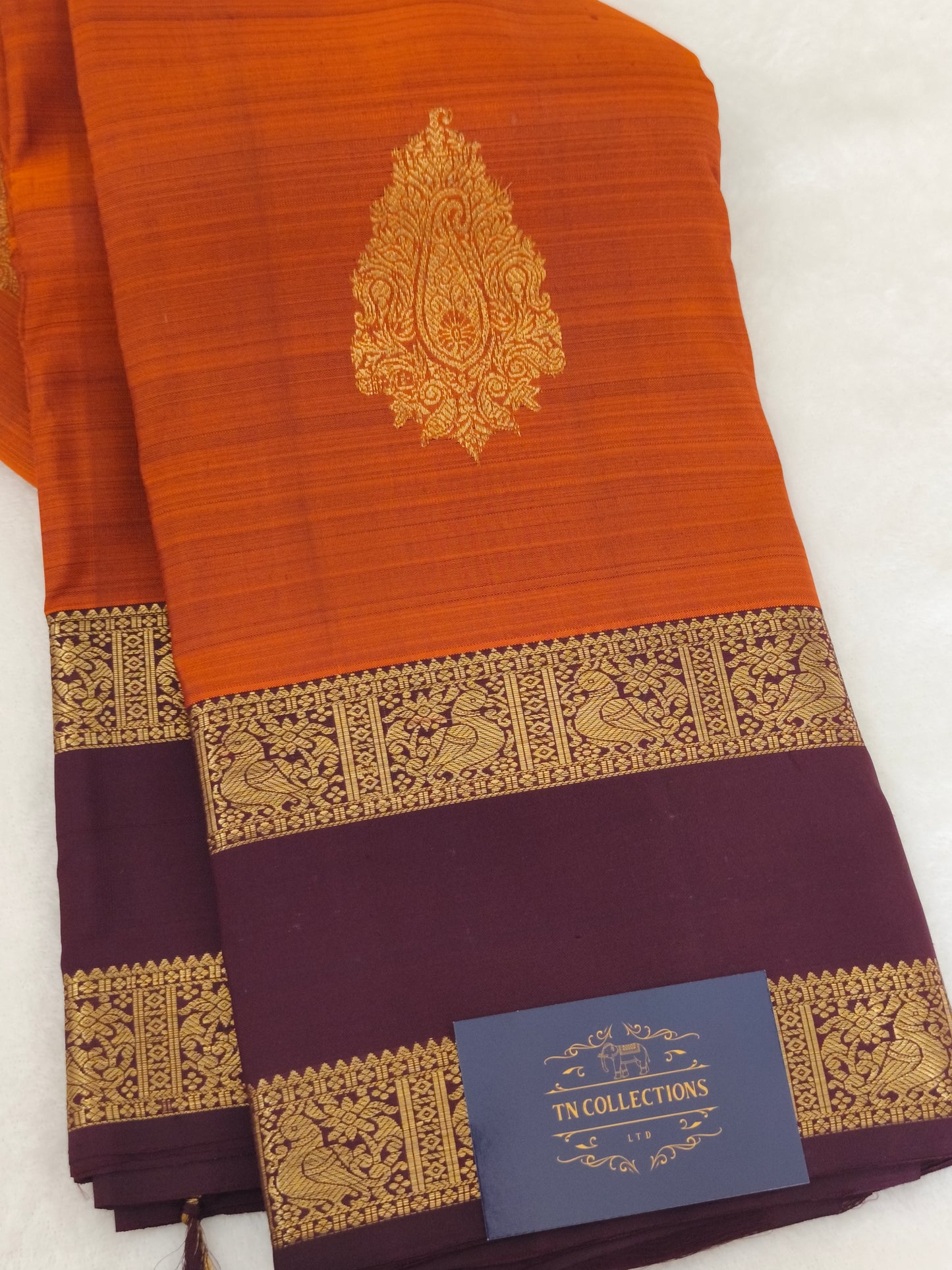 Trendy Pure Kanchipuram Silk Saree (Vintage Rusty Orange)