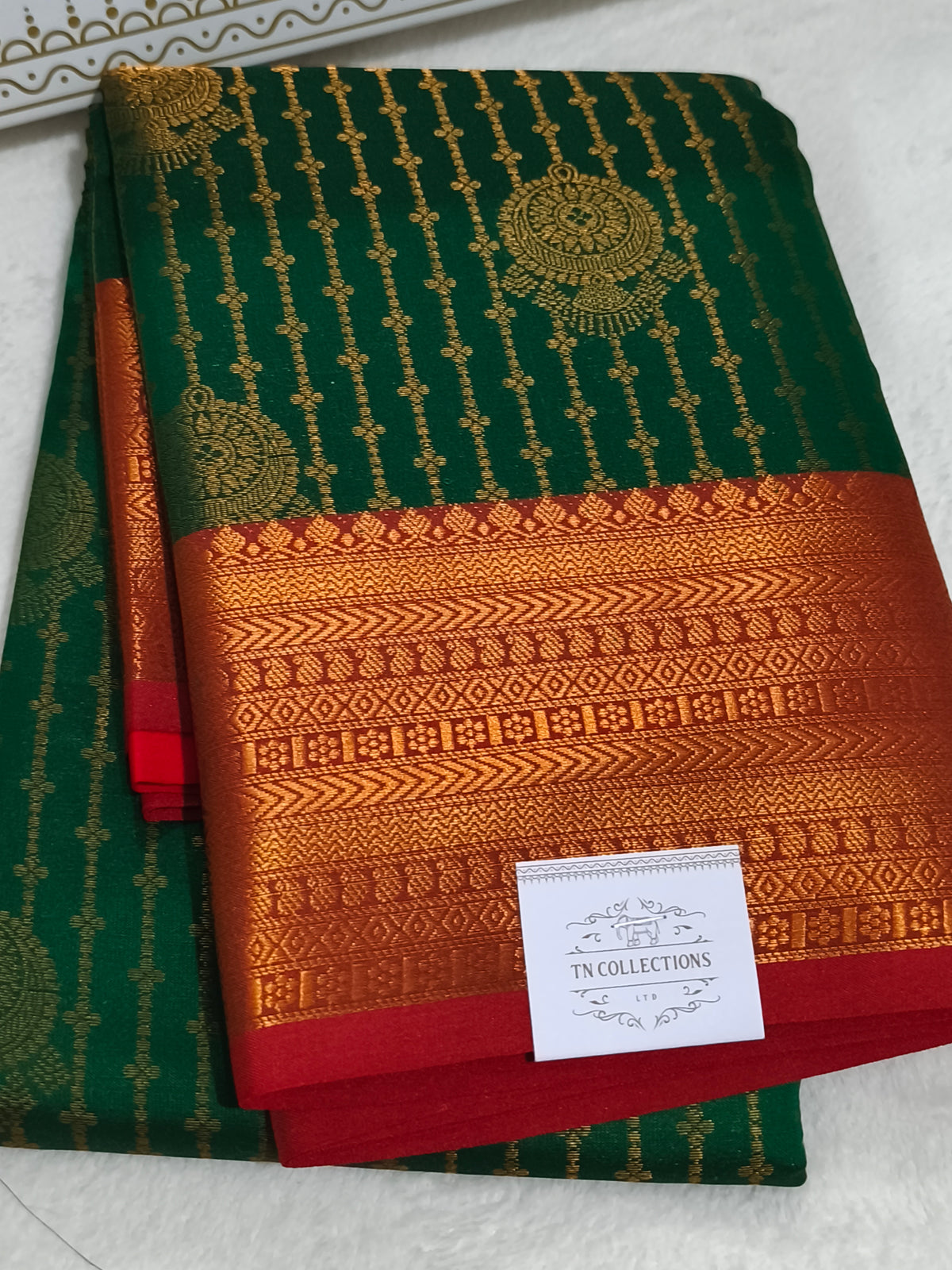 Kanchipuram vairaoosi Soft Silk Saree (Green)