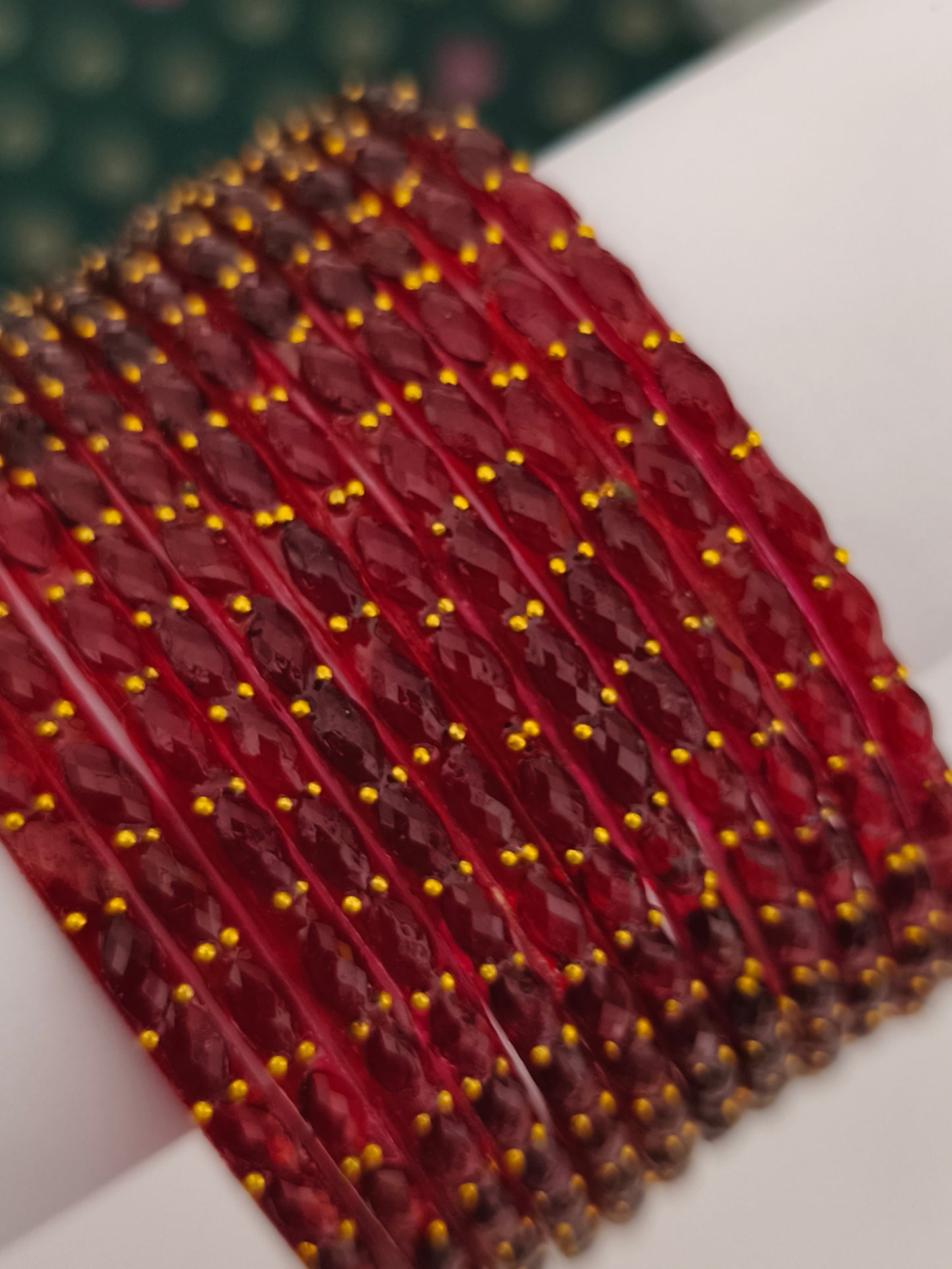 Maroon Raindrop Glass Bangles (Size 2.8)