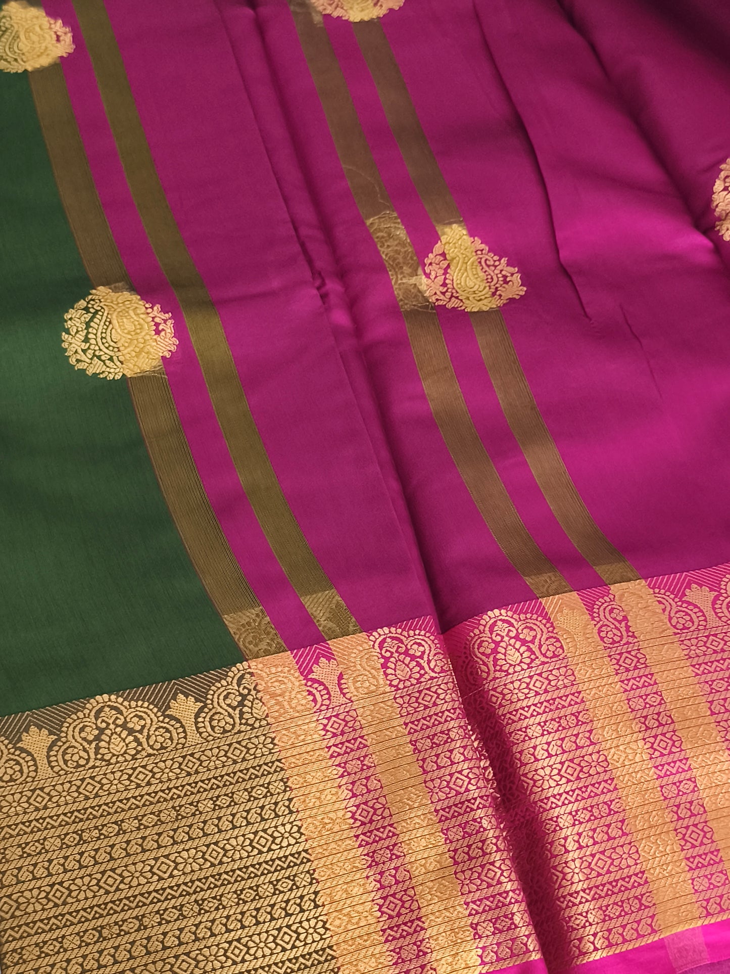 Green  Kanchi Semi Soft silk saree