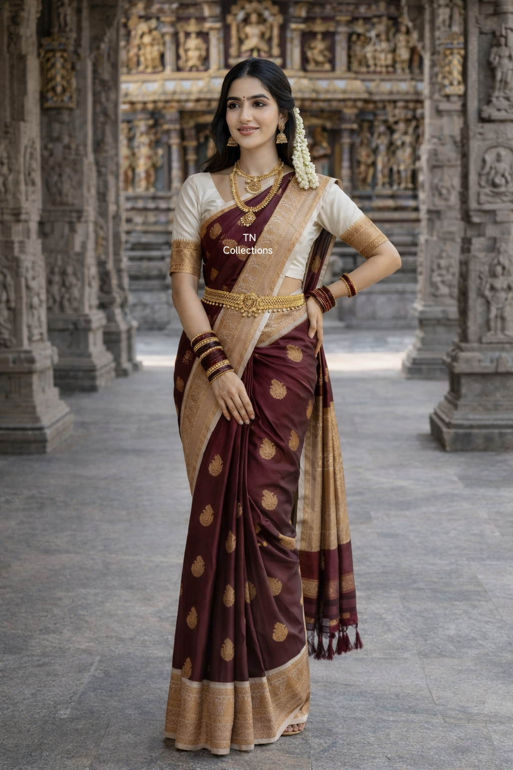 Korvai Premium soft silk saree (Maroon)