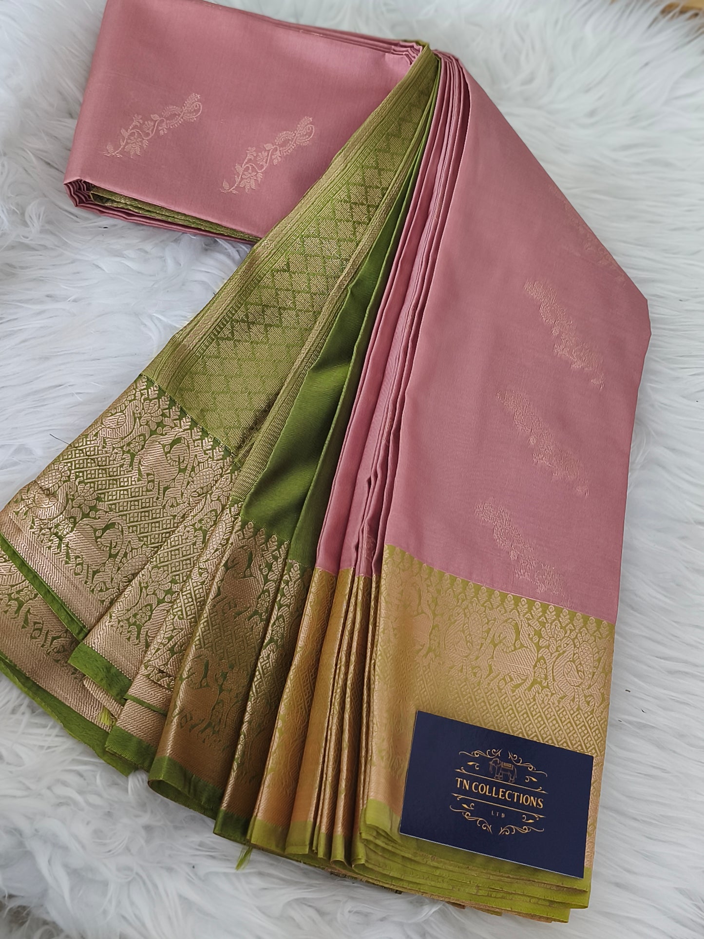 Dusty Pink Kanjivaram Semi Silk Saree