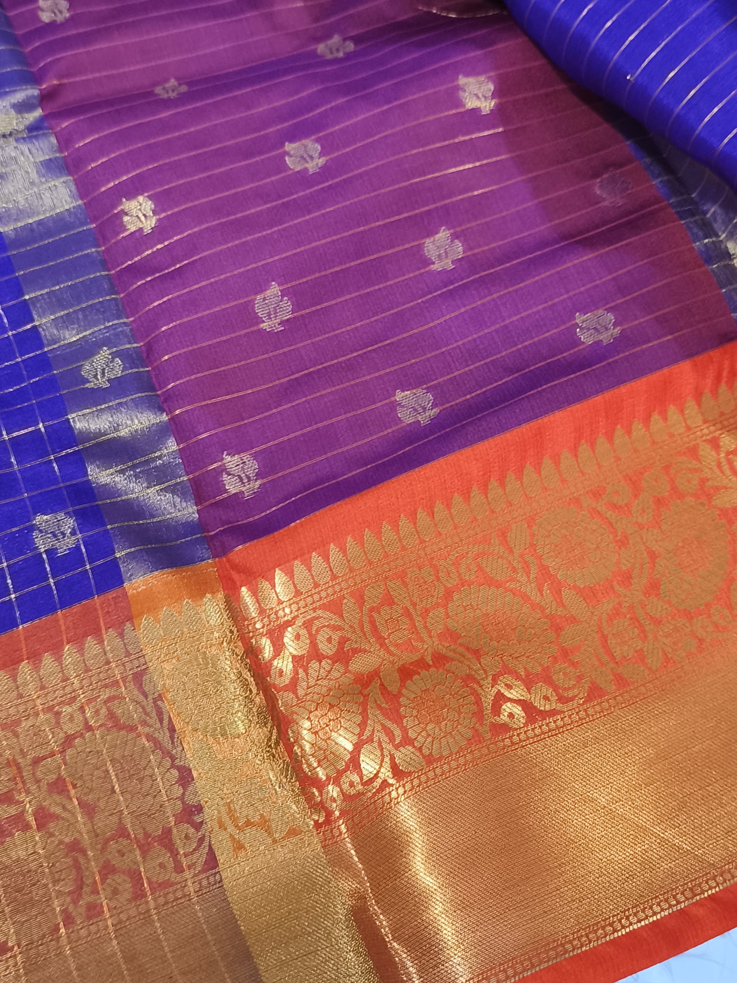Banarasi Kattan Soft Silk Saree (Purple)