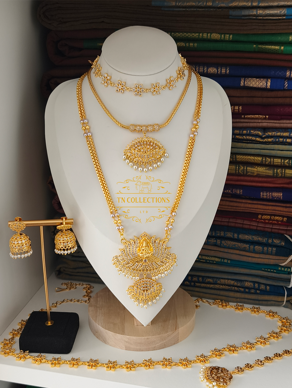 Micro Gold-Plated Traditional Bridal Set (Full White Stones)