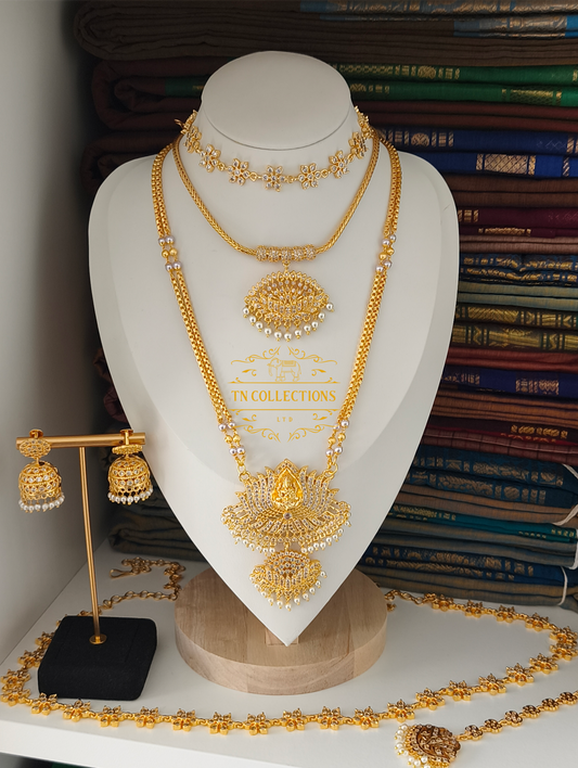 Micro Gold-Plated Traditional Bridal Set (Full White Stones)
