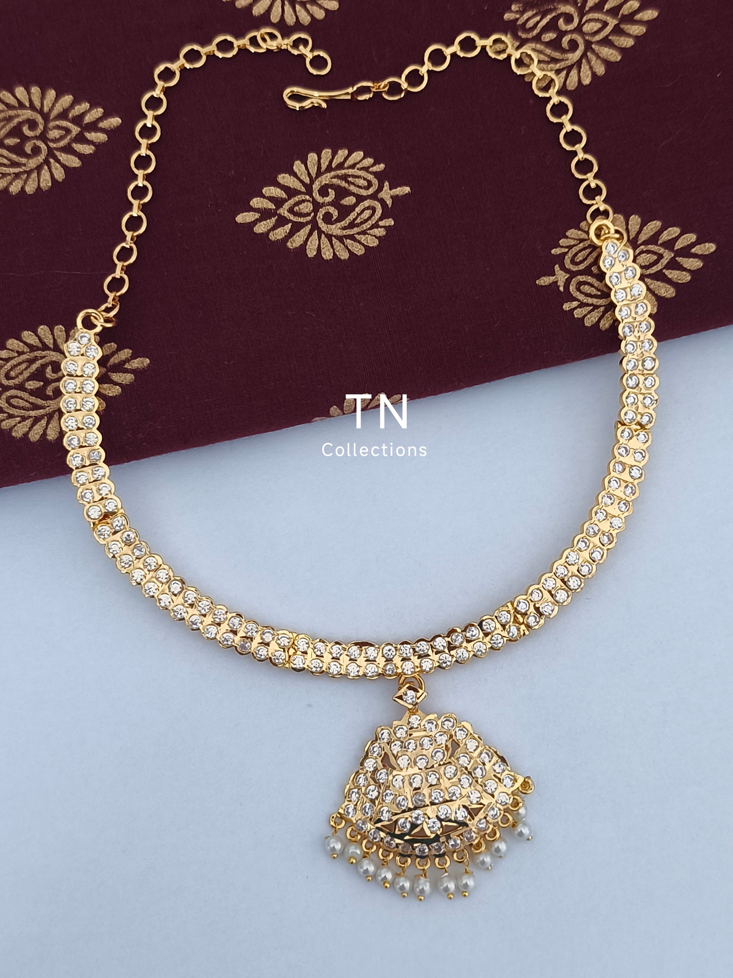 Cz Stone Impon Necklace with earrings