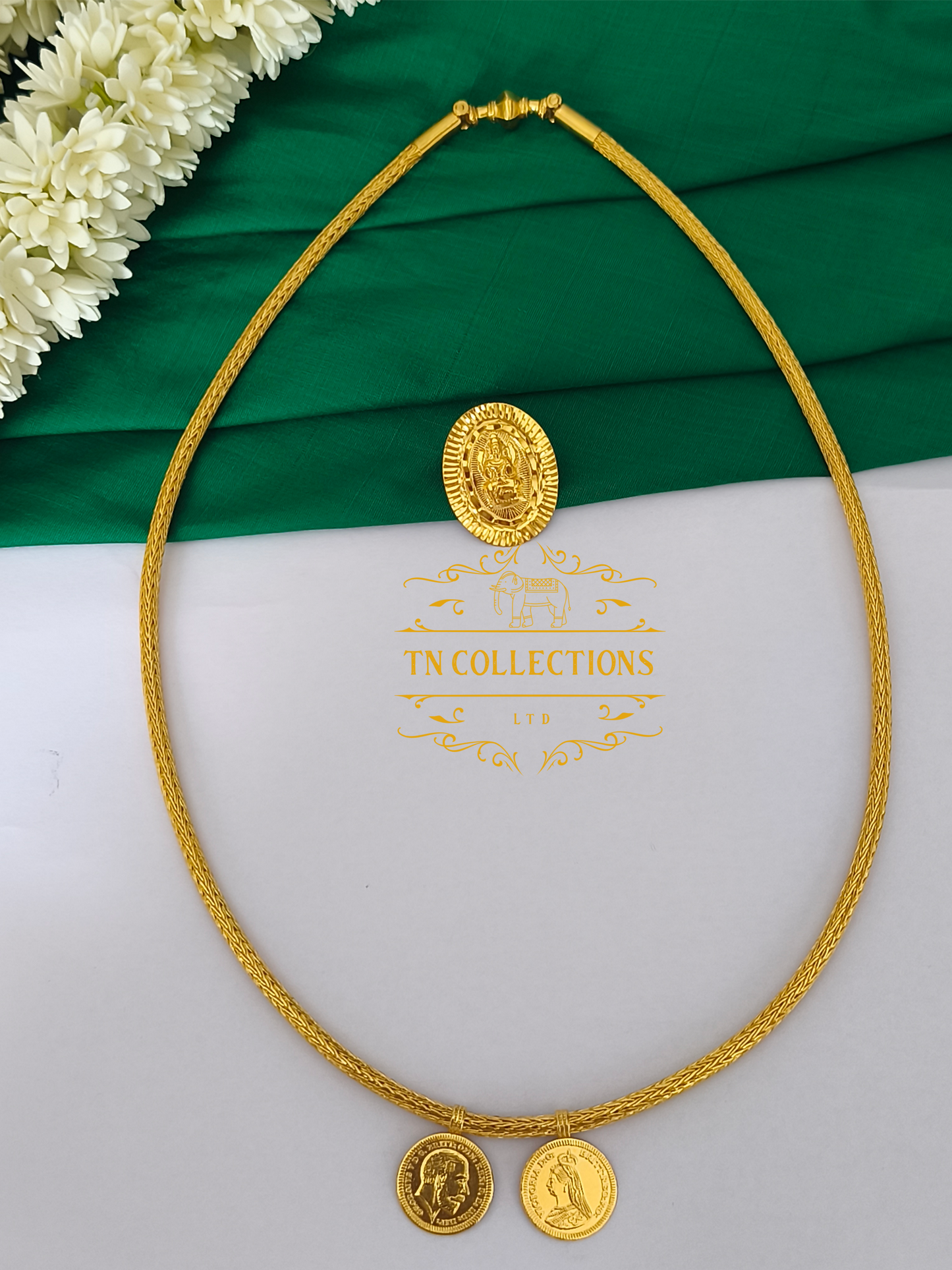 22ct Gold Plated Traditional Hindu Thalikodi with Amman thali & Coins (9-11 Pawn thickness)