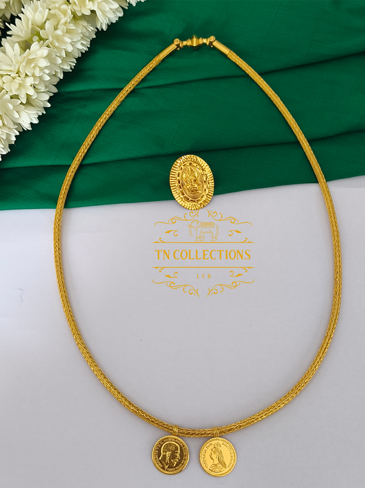 22ct Gold Plated Traditional Hindu Thalikodi with Amman thali & Coins (9-11 Pawn thickness)