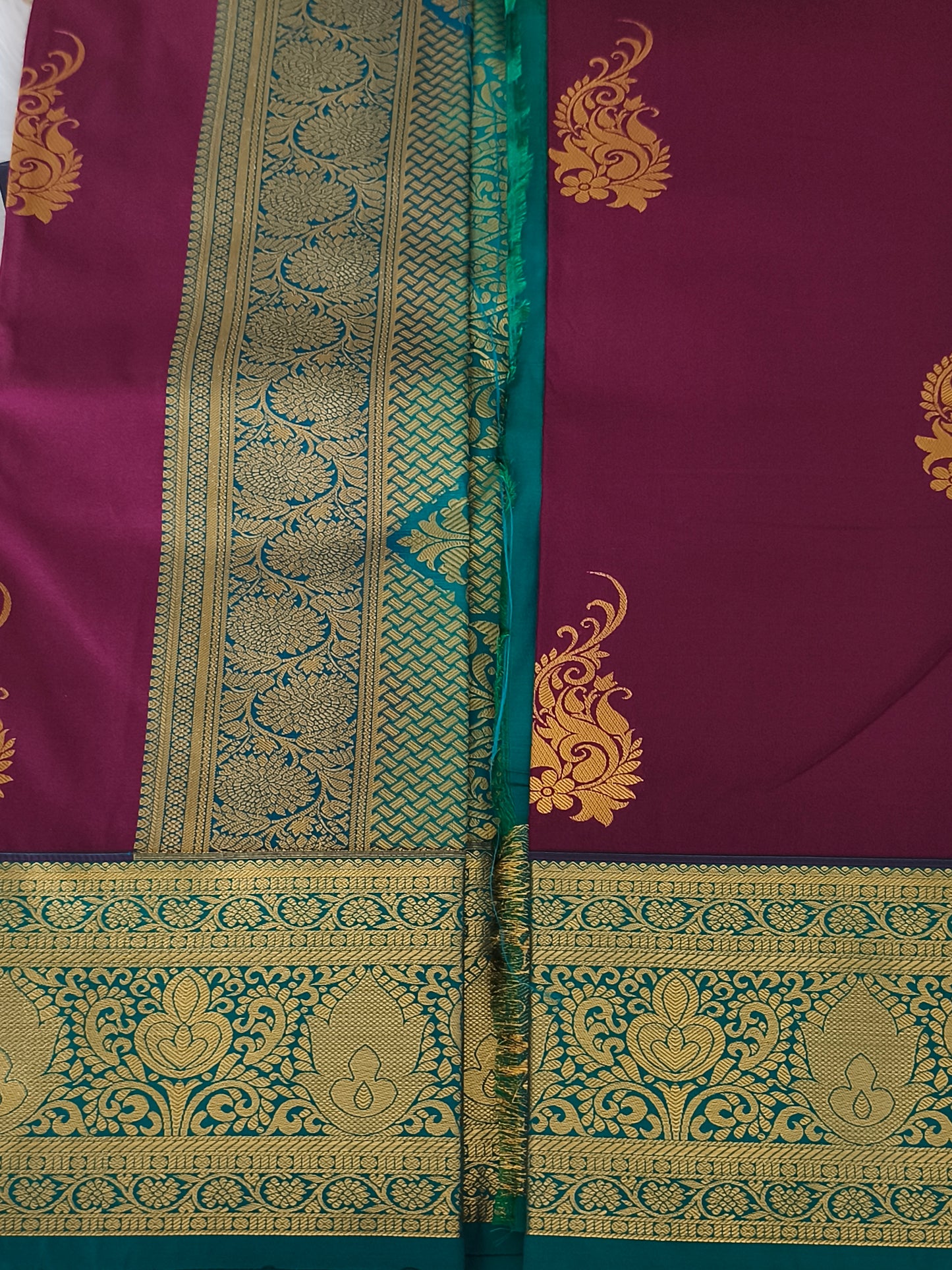 Kanchi Semi Silk Saree with contrast blouse
