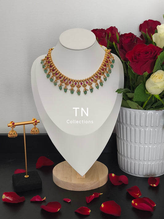 Matte Finish Real Jadu Stone Necklace