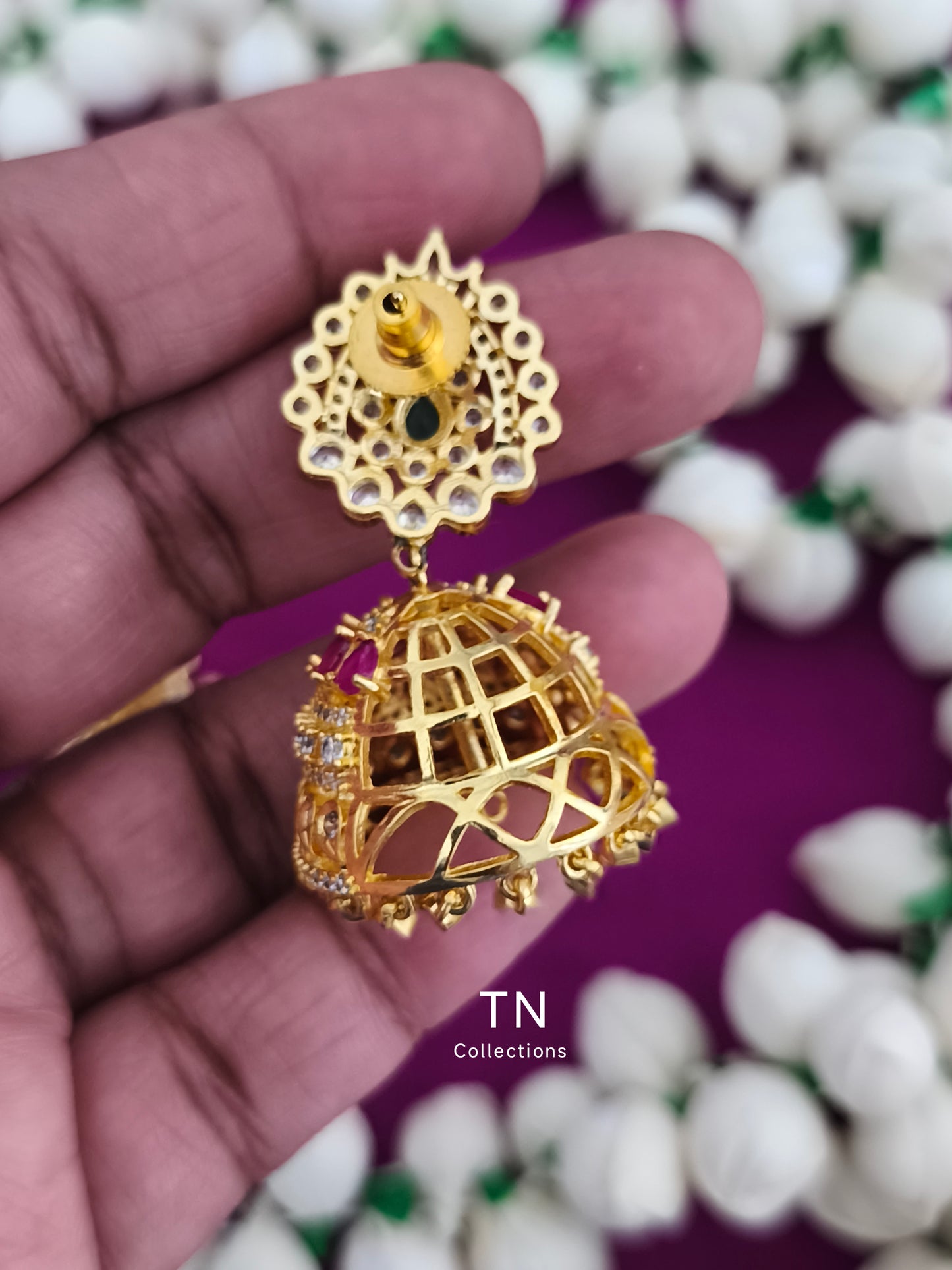 AD Gold Finish Traditional Earrings