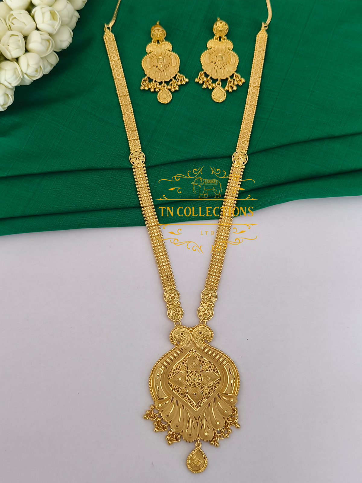 One Gram Gold Forming Haaram with Earrings