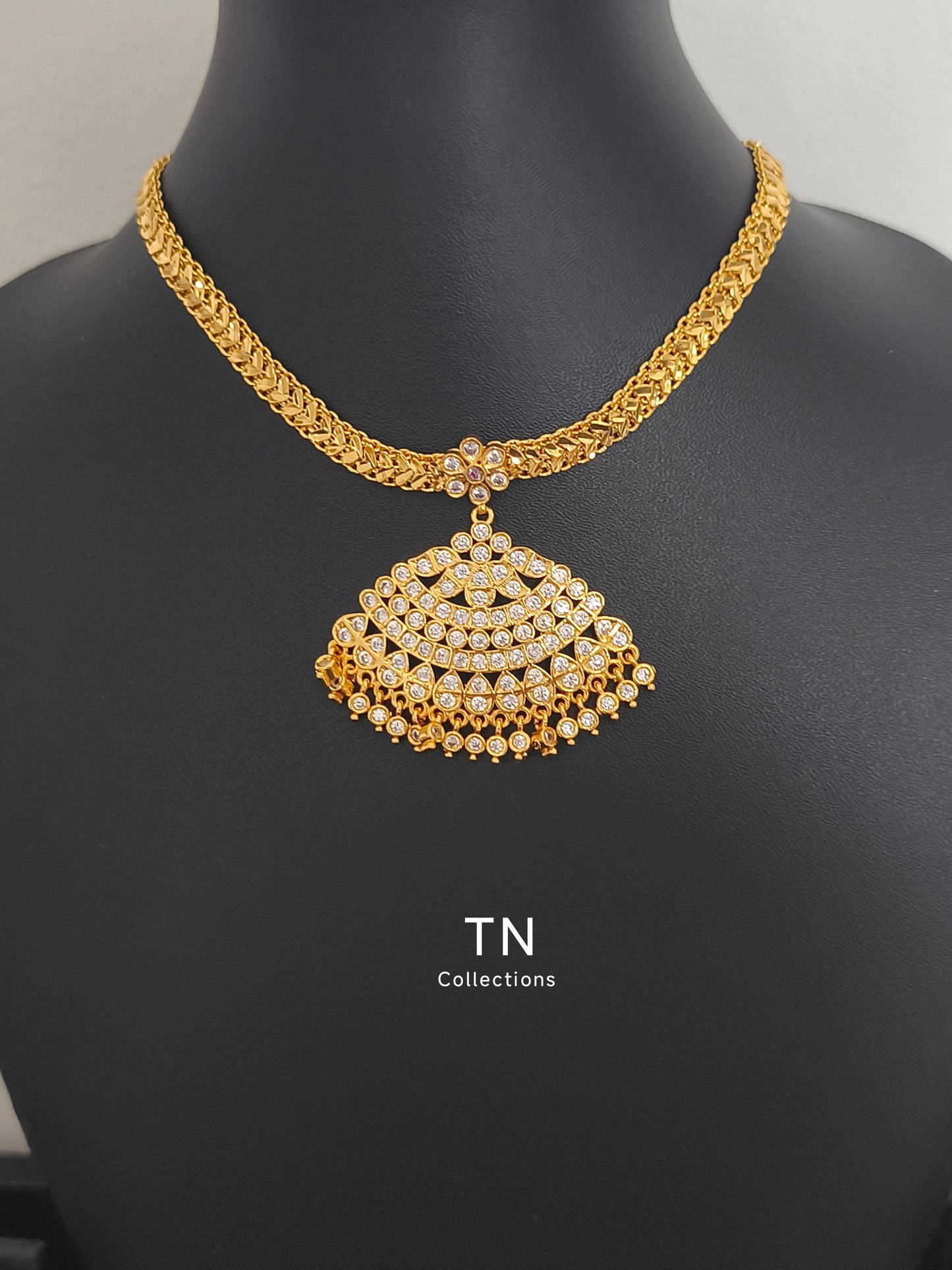 Micro gold plated Traditional Attiyal Full white stones